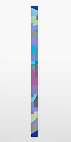 Grey, Turquoise, Lime "Skinny" abstract painting (TTH 9)
