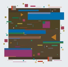 Line Dance 3B - colorato, astrazione geometrica, modernista, acrilico su pannello