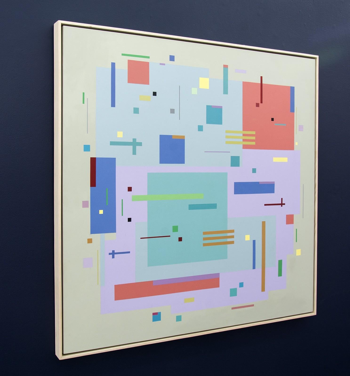Moog Music 5D2A – helle, geometrische Abstraktion, modernistische, Acryl auf Tafel (Geometrische Abstraktion), Painting, von Burton Kramer