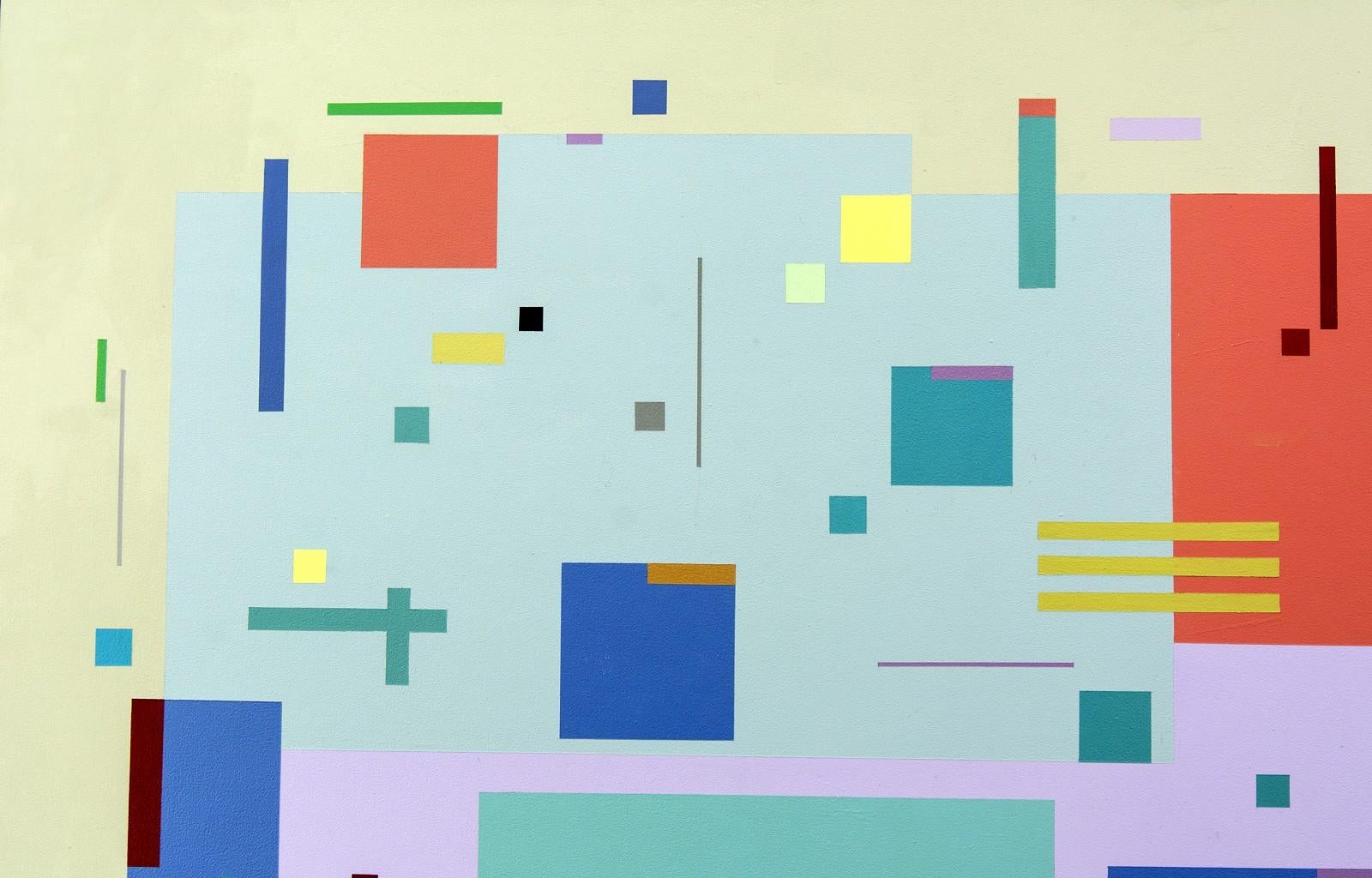 Moog Music 5D2A – helle, geometrische Abstraktion, modernistische, Acryl auf Tafel im Angebot 1