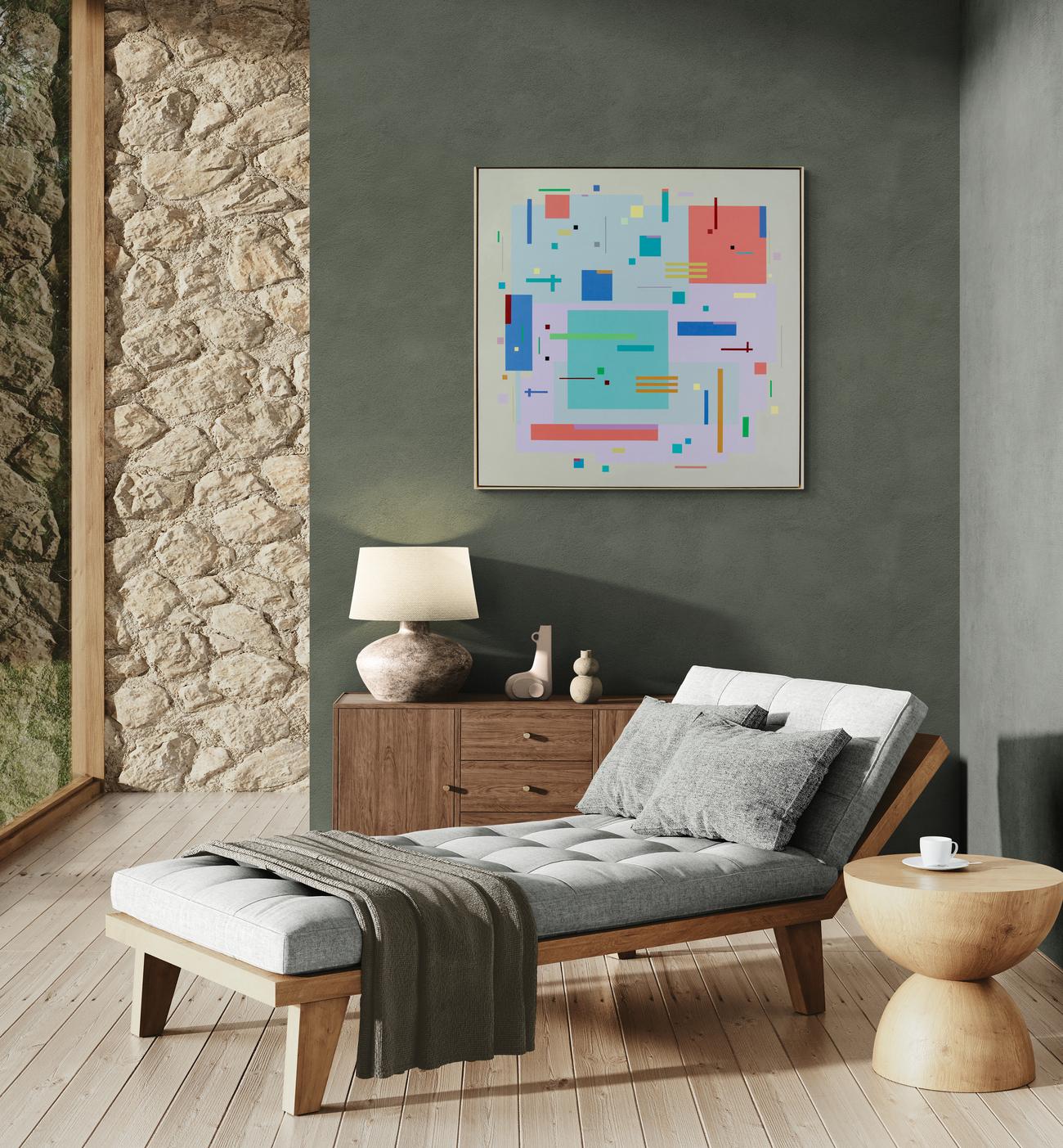 Moog Music 5D2A - geometric abstraction, modernist, acrylic on panel For Sale 2