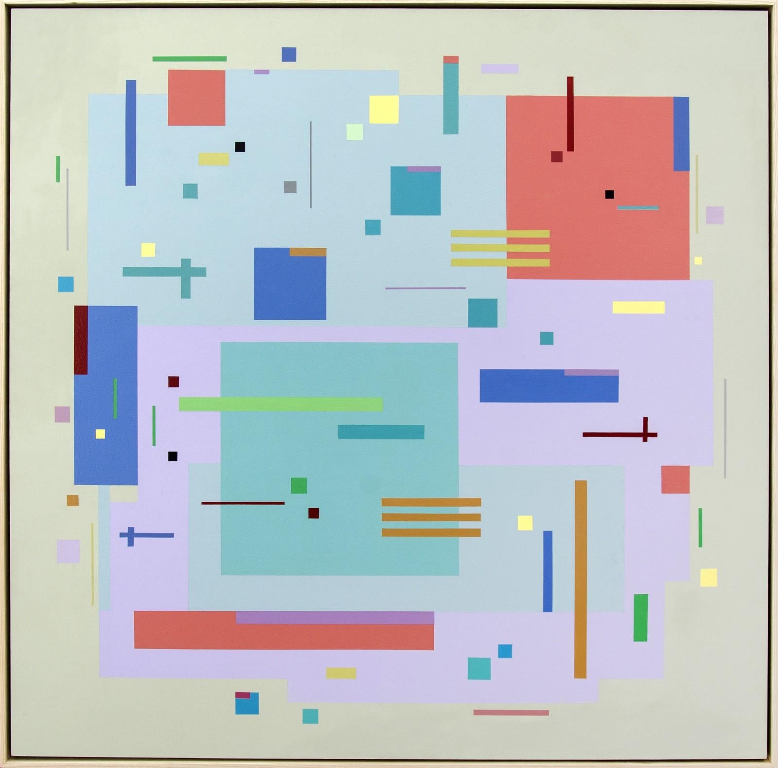 Moog Music 5D2A – helle, geometrische Abstraktion, modernistische, Acryl auf Tafel – Painting von Burton Kramer