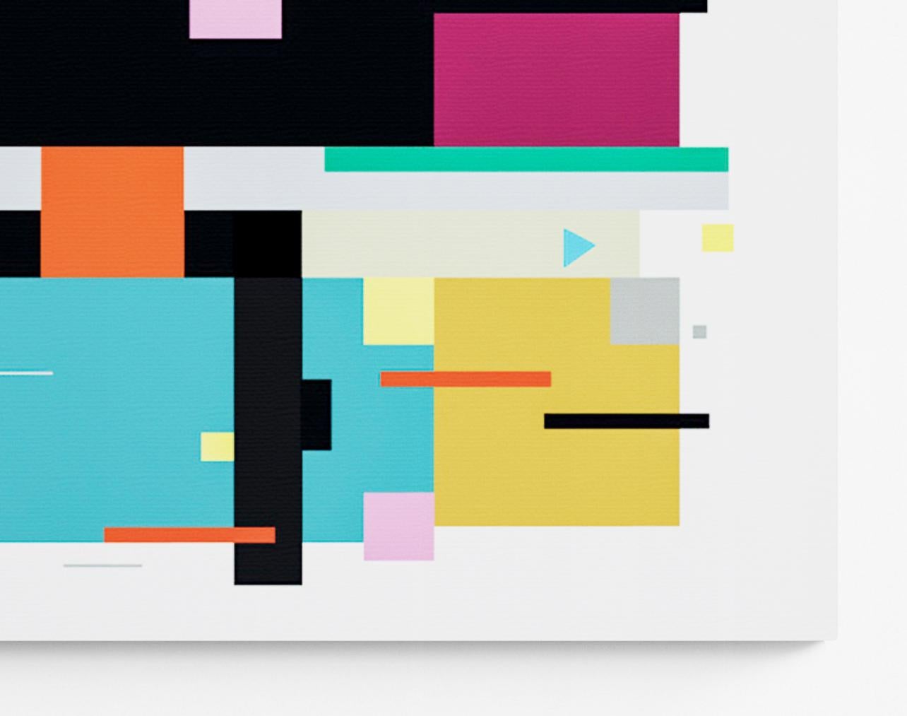 Music Moog 9 - abstrait géométrique brillant, moderniste, acrylique sur panneau en vente 1