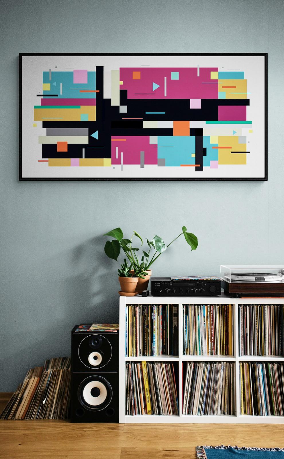 Moog Music 9 - helle, geometrische Abstraktion, modernistische, Acryl auf Tafel im Angebot 2