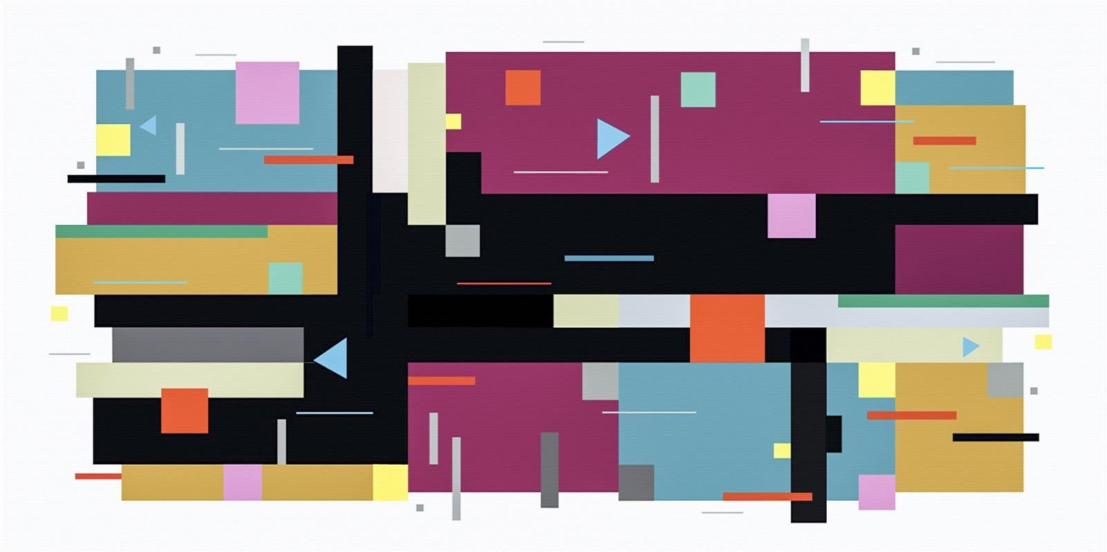 Moog Music 9 - bright, geometric abstraction, modernist, acrylic on panel - Painting by Burton Kramer