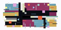 Moog Music 9 - bright, geometric abstraction, modernist, acrylic on panel