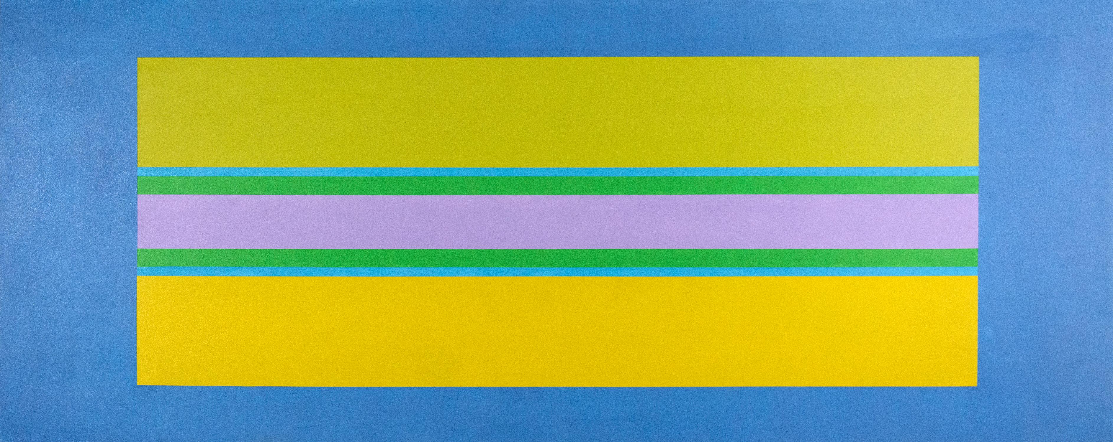 Abstract Painting di Burton Kramer - Oasis 7 - astrazione geometrica vivace e colorata, modernista, acrilico su tela