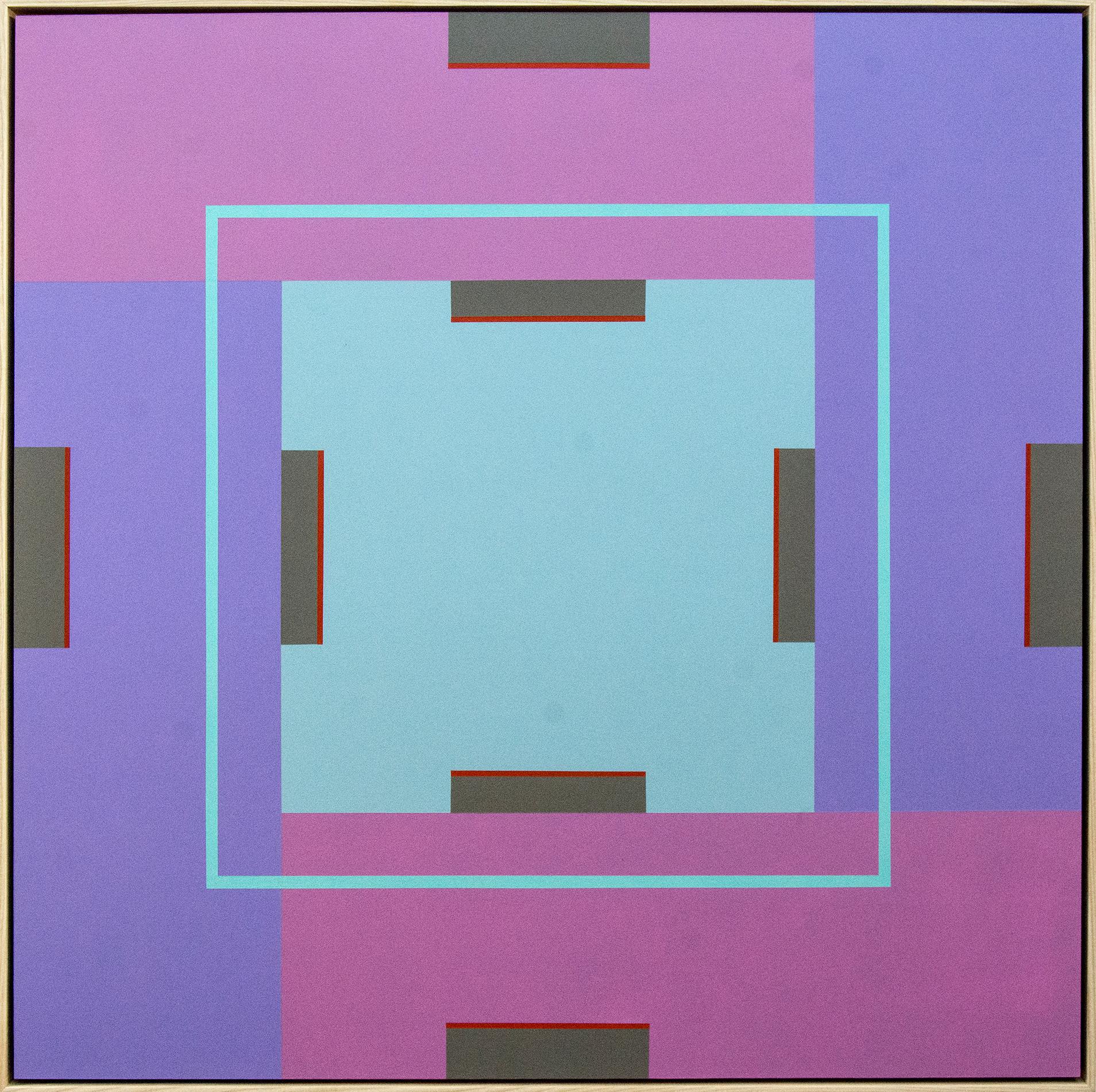 Purple Rose Song - colourful, geometric abstraction, modernist, acrylic on panel - Painting by Burton Kramer