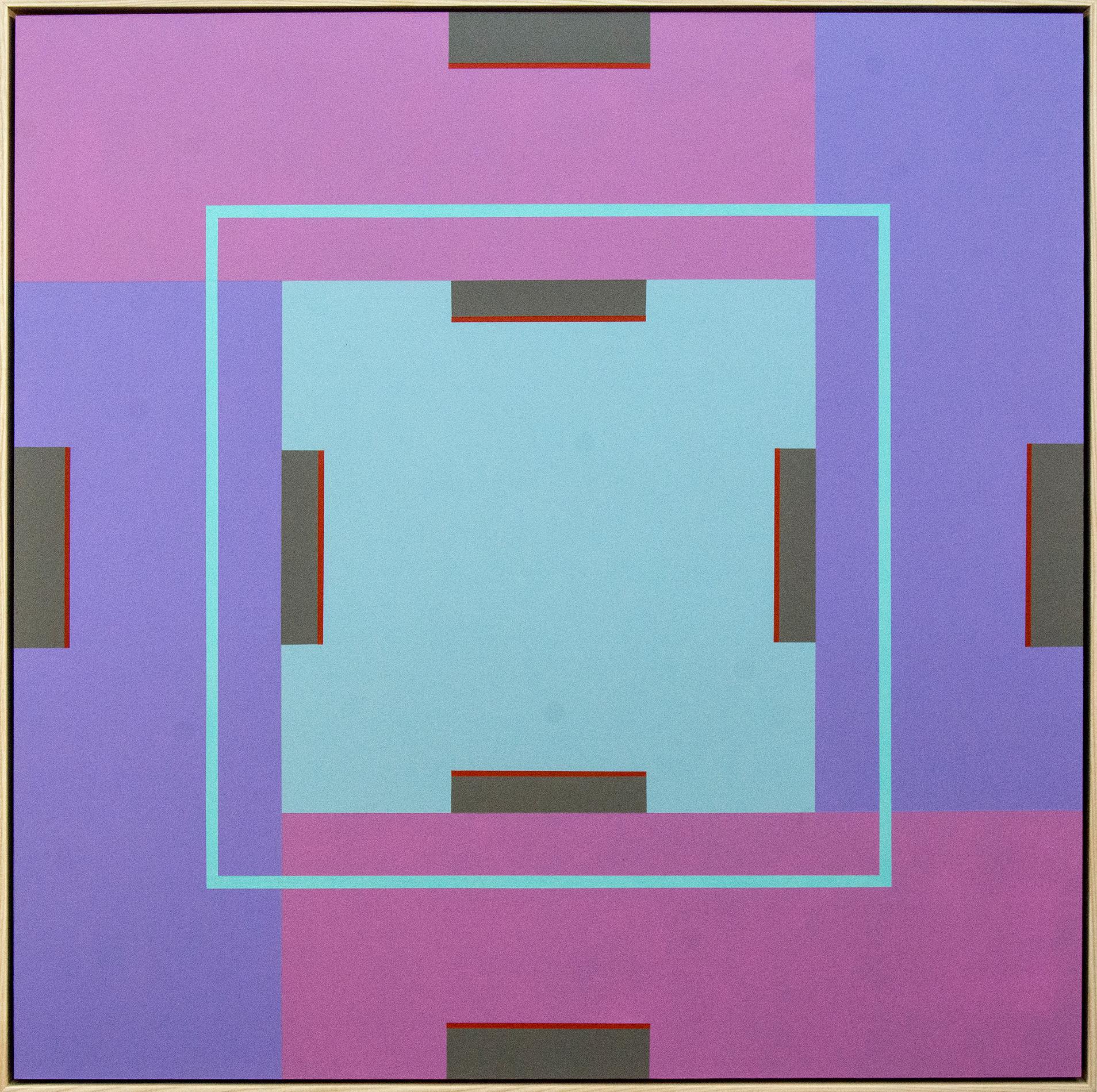 Purple Rose Song - colorato, astrazione geometrica, modernista, acrilico su pannello - Painting di Burton Kramer