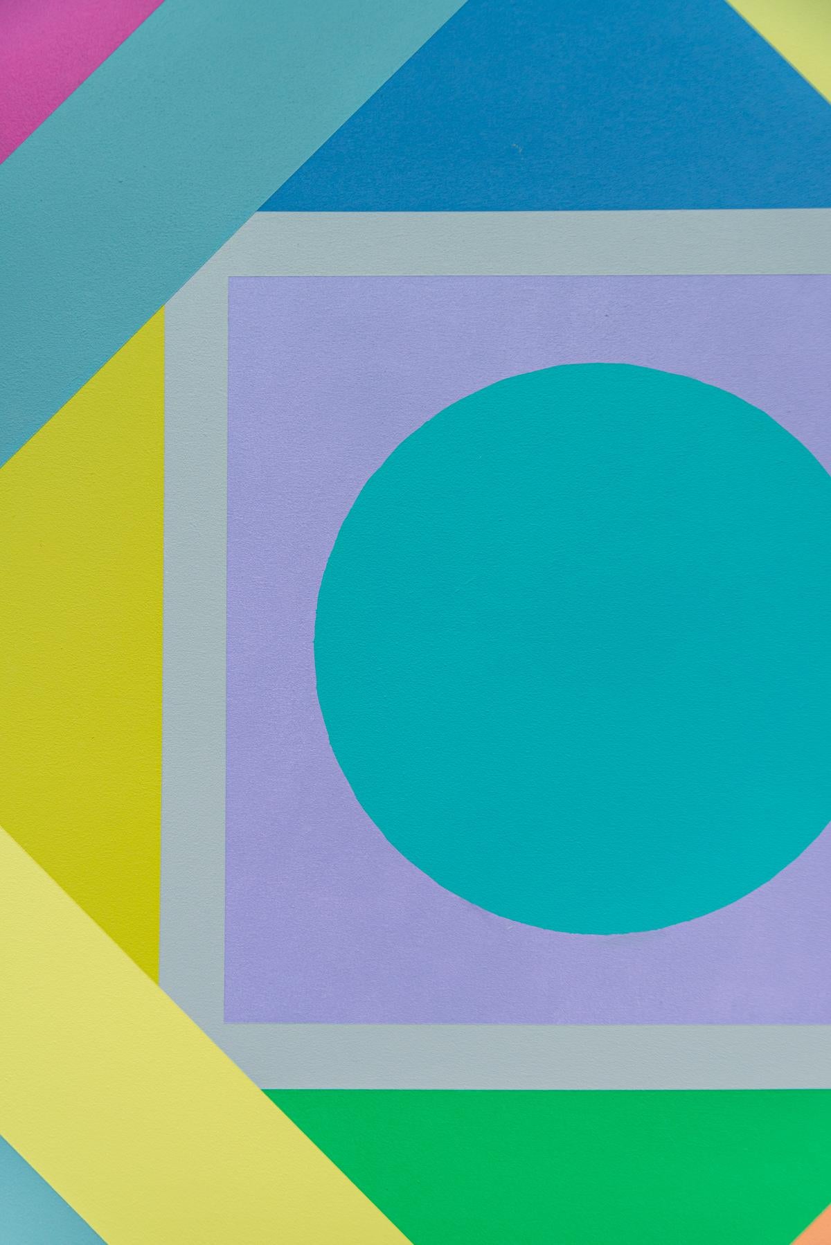 Radiant n°4 - abstraction géométrique, moderniste et colorée, acrylique sur panneau en vente 2