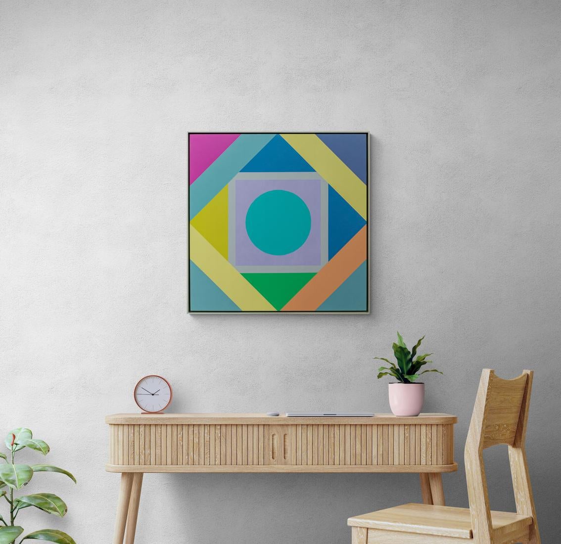 Radiant #4 - colourful, modernist, geometric abstraction, acrylic on panel For Sale 5