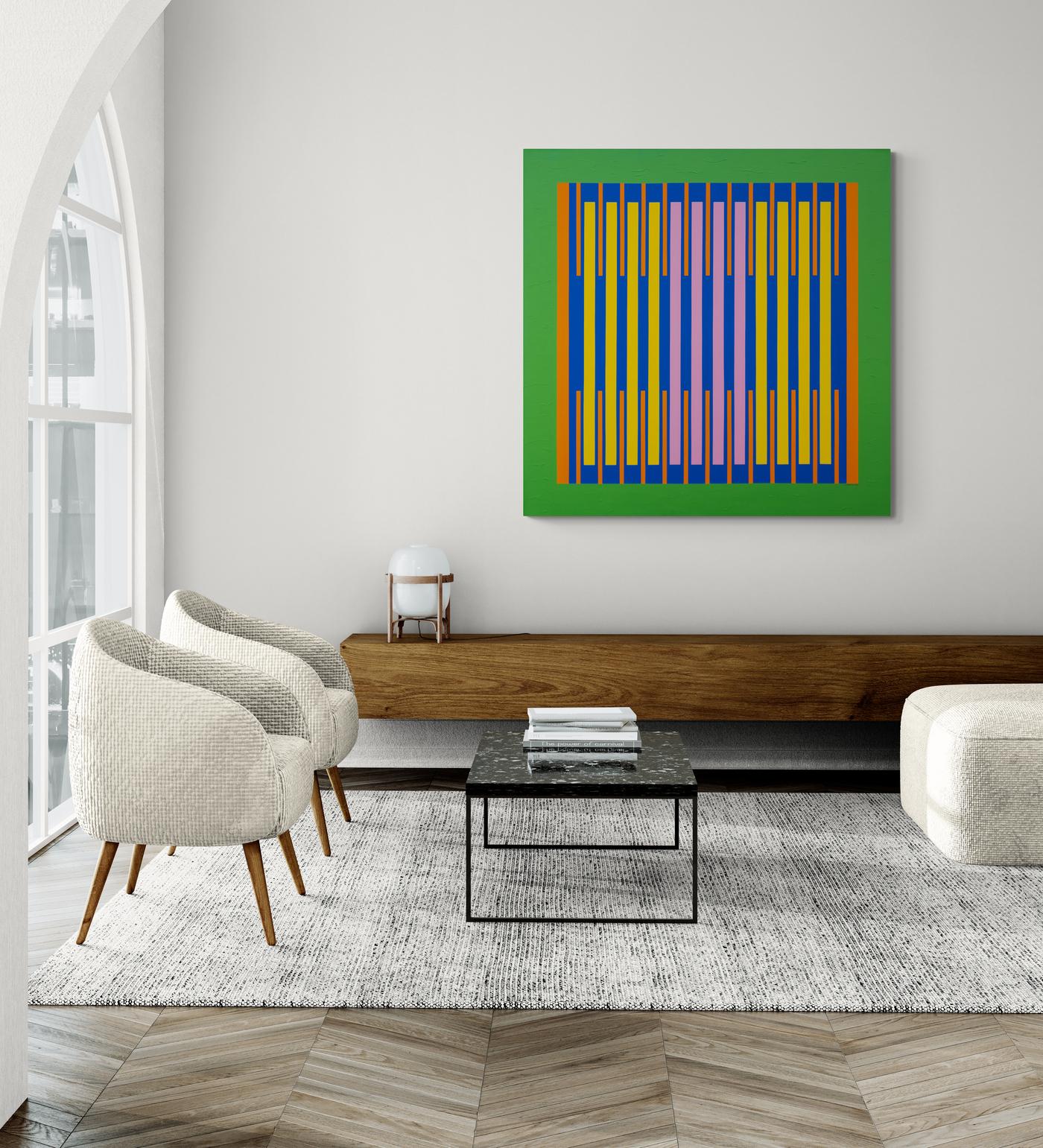 Radiant - contemporaneo, astrazione geometrica, modernista, acrilico su tela in vendita 7