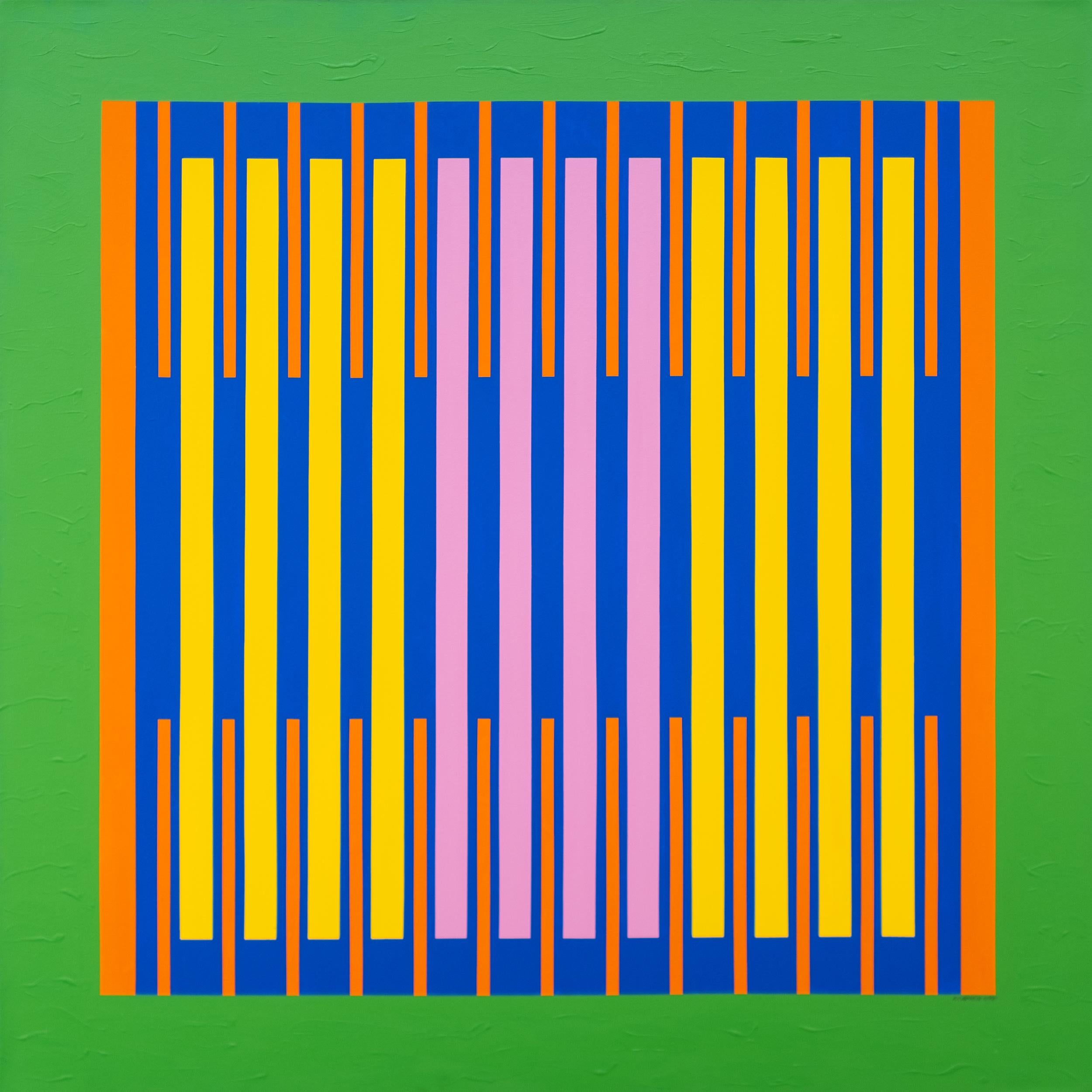 Radiant - contemporaneo, astrazione geometrica, modernista, acrilico su tela - Painting di Burton Kramer