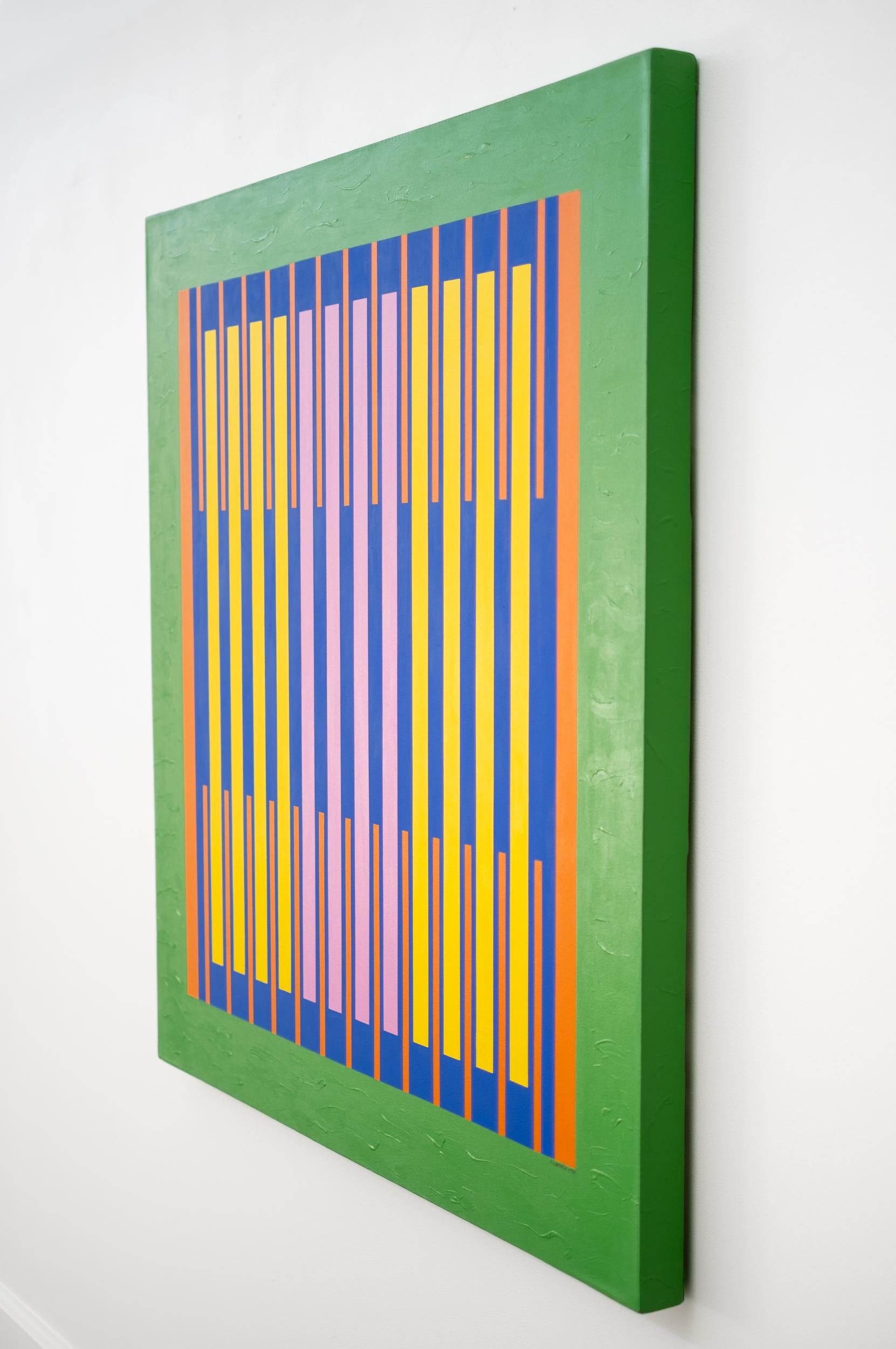 Radiant - contemporaneo, astrazione geometrica, modernista, acrilico su tela - Abstract Painting Arancia di Burton Kramer