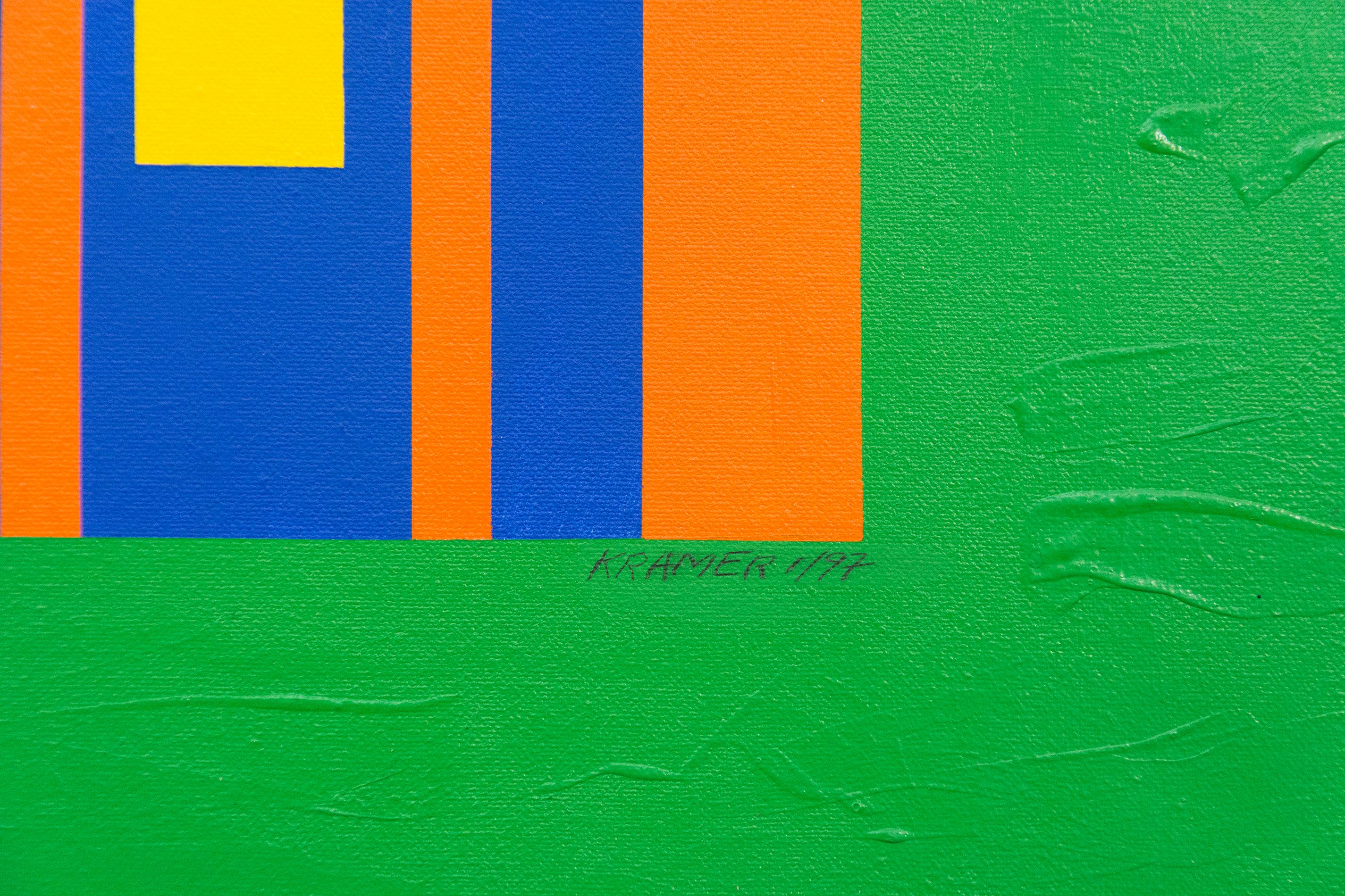 Radiant - abstraction géométrique colorée, moderniste, acrylique sur toile - Painting de Burton Kramer