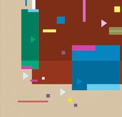 Rondo 1 - bold colourful, geometric abstraction, modernist, acrylic on canvas