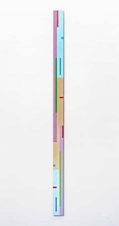 TTH 10.2 - tall, narrow, playful geometric shapes, abstract acrylic on aluminum