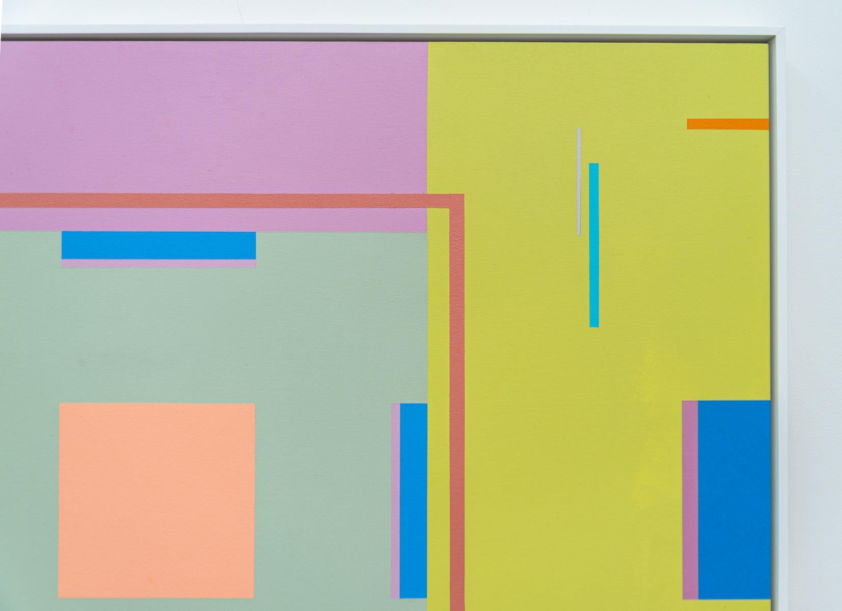 Summer Song #3 – farbenfrohe, modernistische, geometrische Abstraktion, Acryl auf Tafel im Angebot 2