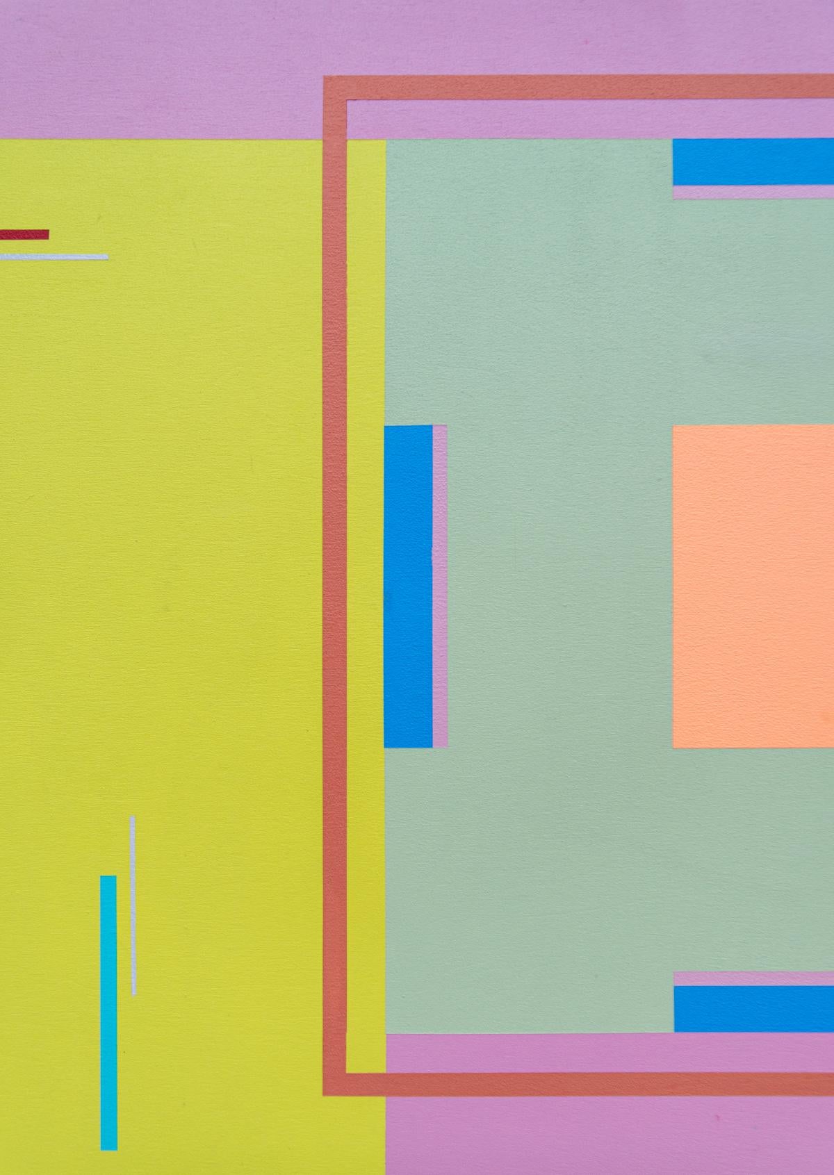 Summer Song #3 – farbenfrohe, modernistische, geometrische Abstraktion, Acryl auf Tafel im Angebot 3