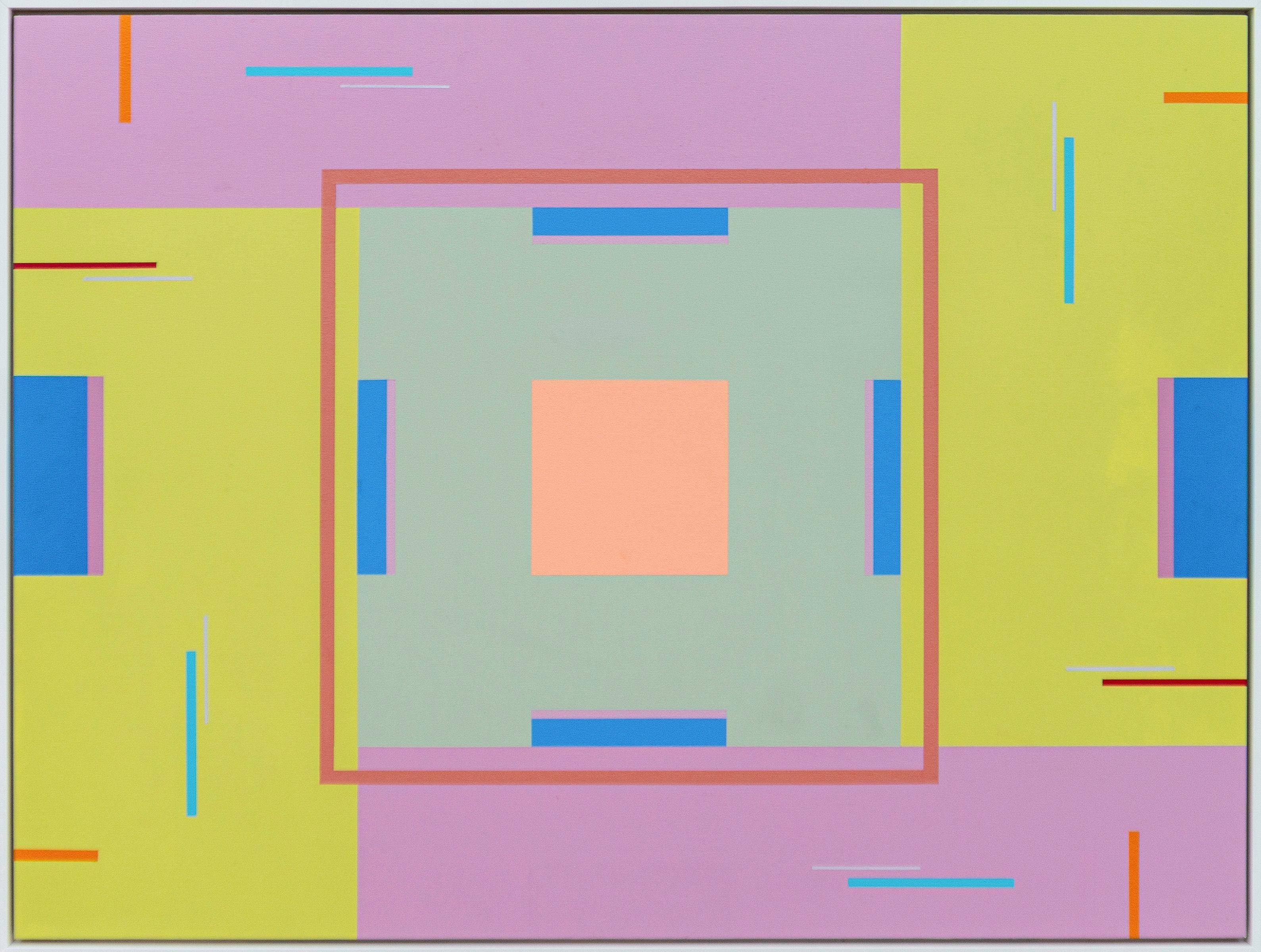 Summer Song #3 - colourful, modernist, geometric abstraction, acrylic on panel