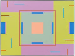 Song d'été n° 3 - abstraction géométrique, moderniste et colorée, acrylique sur panneau