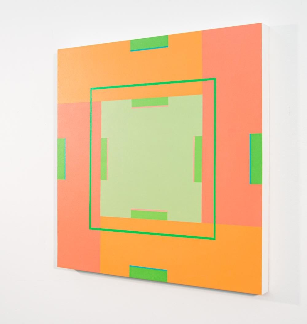 Summer Sun 3 - abstraction géométrique colorée, moderniste, acrylique sur panneau - Abstrait Painting par Burton Kramer