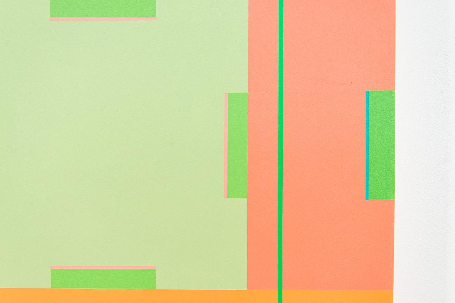 Summer Sun 3 - abstraction géométrique colorée, moderniste, acrylique sur panneau en vente 2