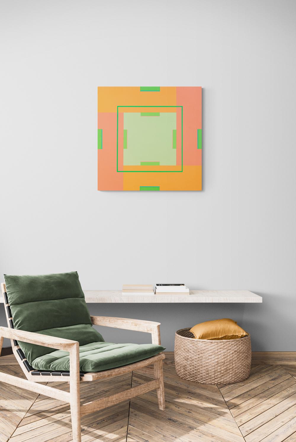 Summer Sun 3 - abstraction géométrique colorée, moderniste, acrylique sur panneau en vente 5
