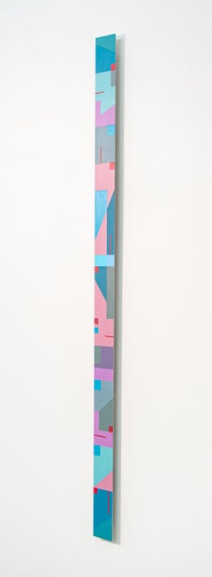 TTH 11 - tall, narrow, playful geometric shapes, abstract acrylic on aluminum