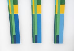 TTH 6.4 Trio - tall, narrow, playful geometric abstract acrylic on aluminum