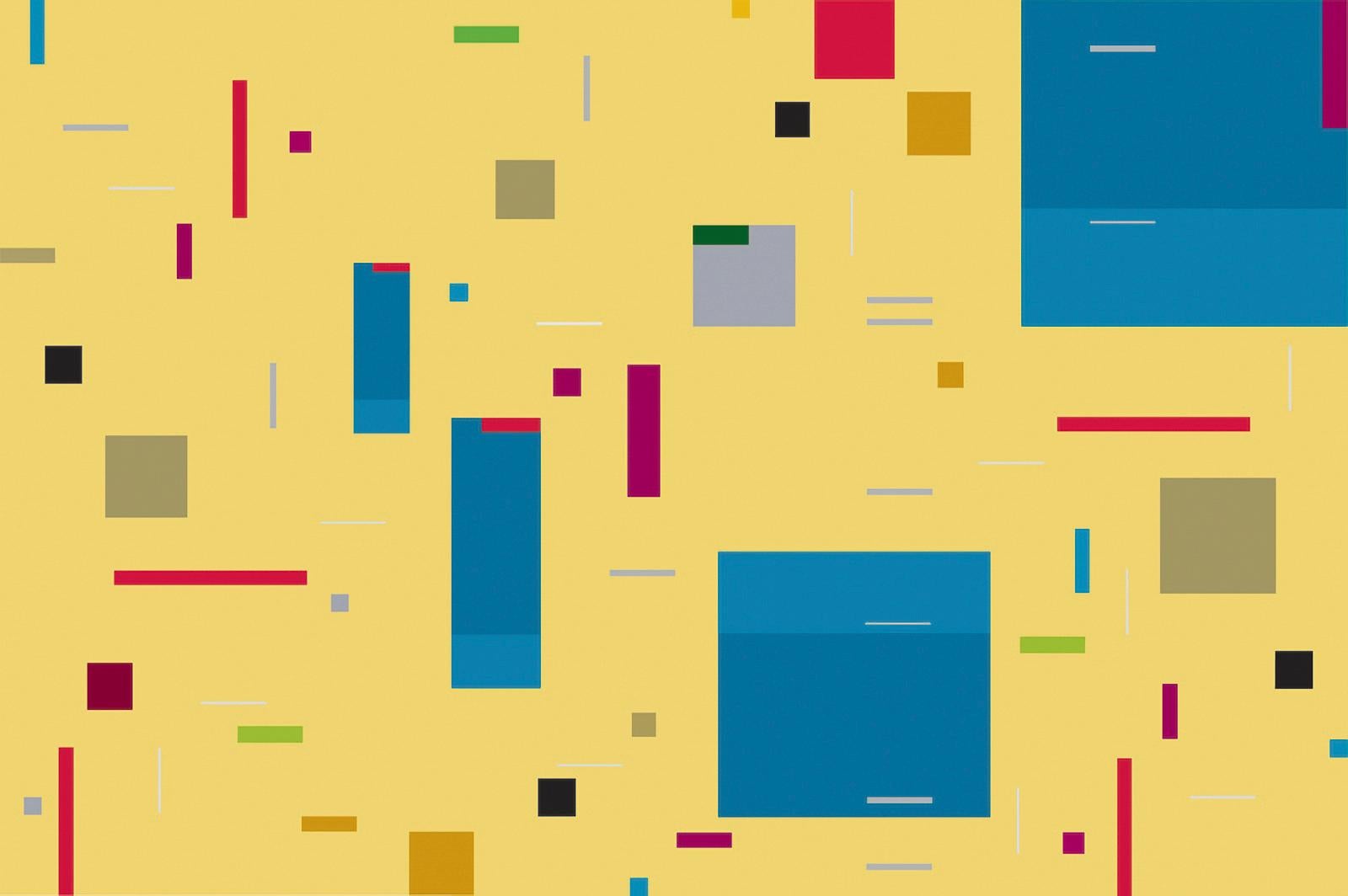Abstract Painting di Burton Kramer - Vivace 13 - audace, colorata, astrazione geometrica, modernista, acrilico su pannello