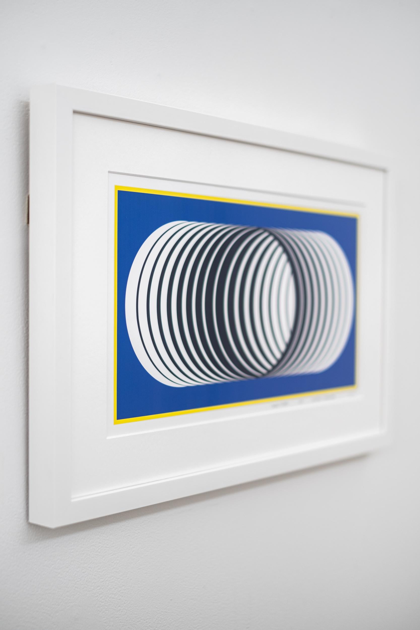 Blue Tube 2/15 - stampa giclée contemporanea, moderna, astratta geometrica - Print di Burton Kramer