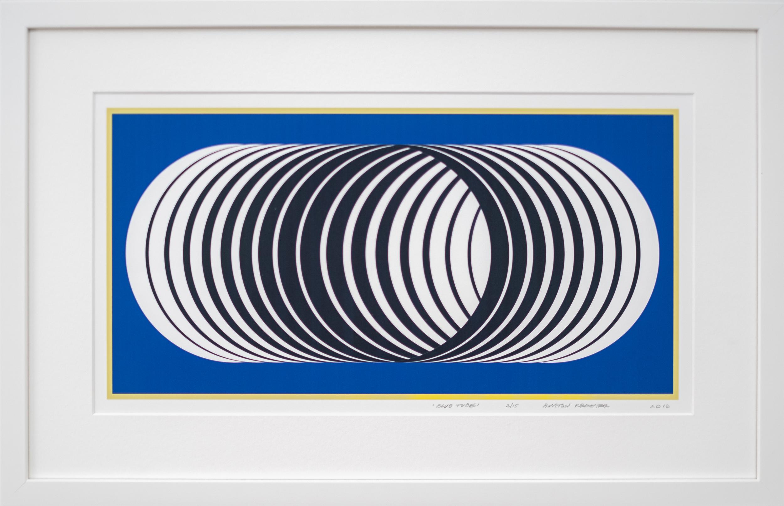 Abstract Print di Burton Kramer - Blue Tube 2/15 - stampa giclée contemporanea, moderna, astratta geometrica