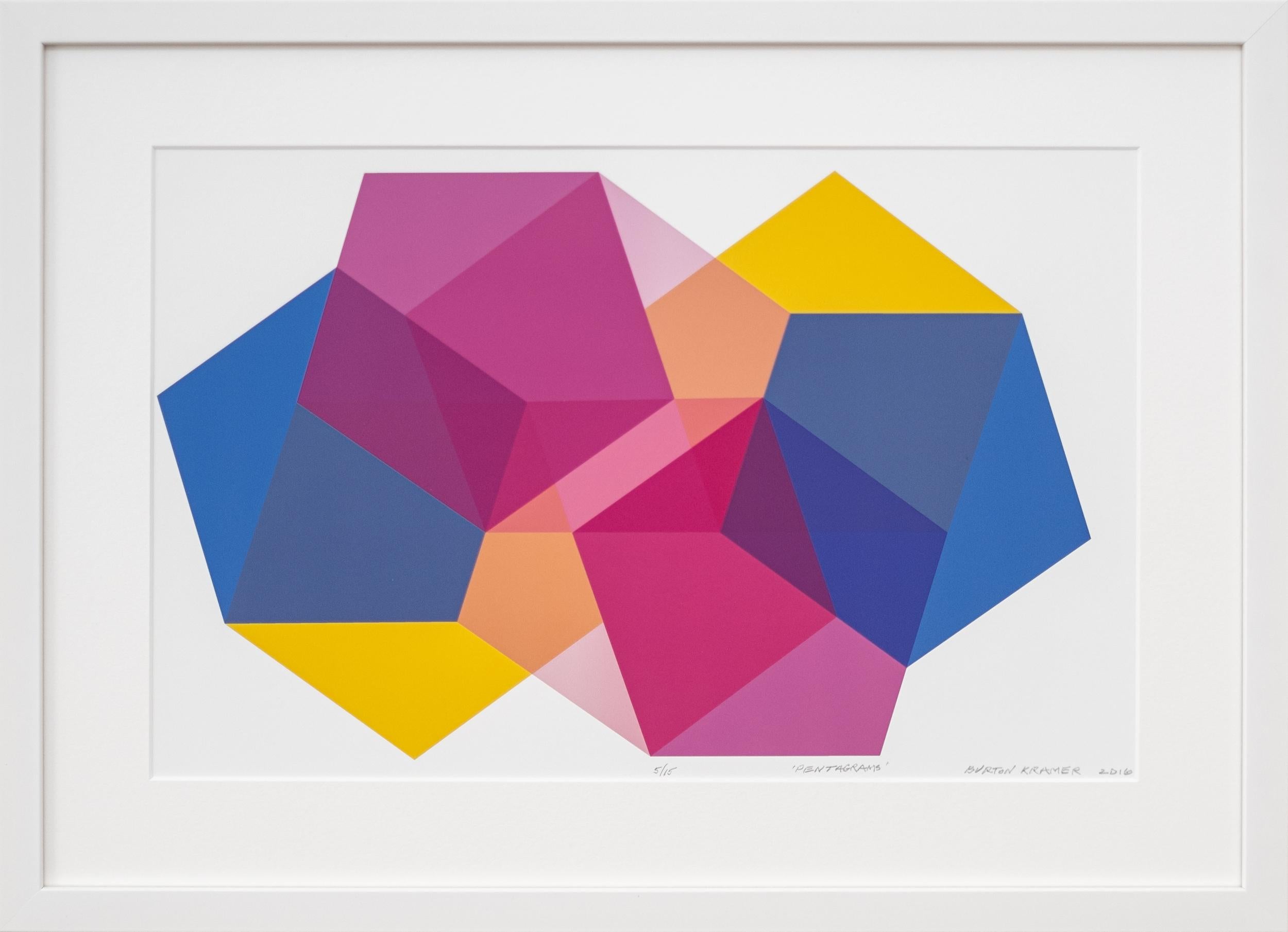 Pentagrams 5 of 15 - contemporary, modern, geometric abstract, giclee print - Print by Burton Kramer