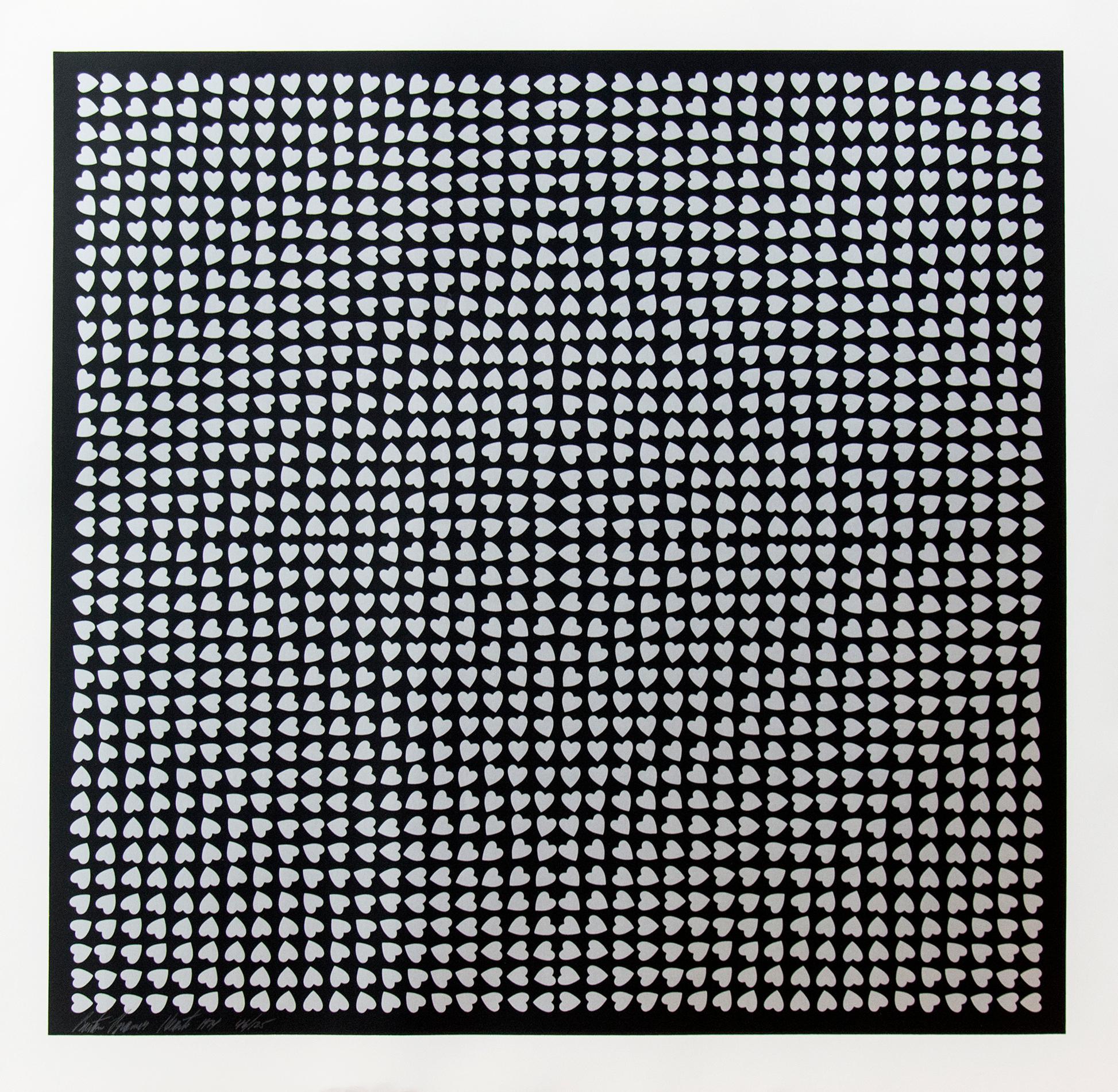 Abstract Print di Burton Kramer - Silver Hearts 35/125 senza cornice - serigrafia con motivi geometrici e giocosi