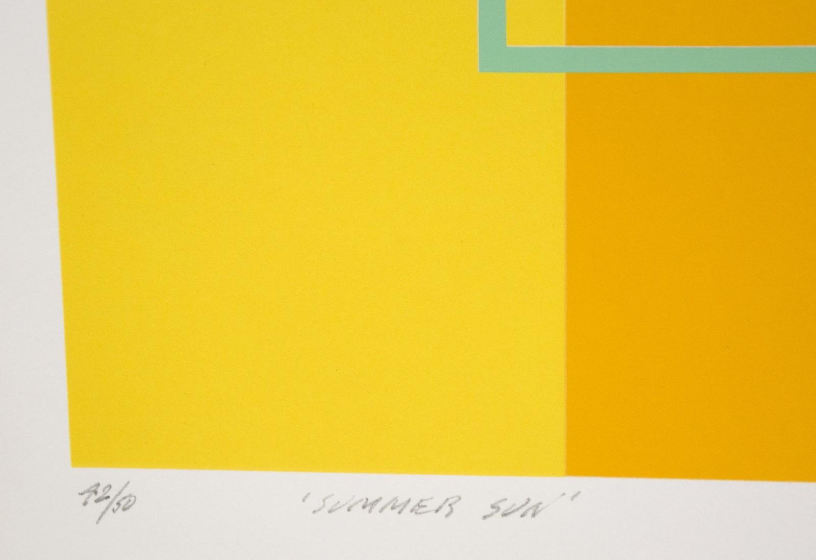 Summer Sun 42/50 - bright, geometric pattern, silkscreen and acrylic print - Print by Burton Kramer