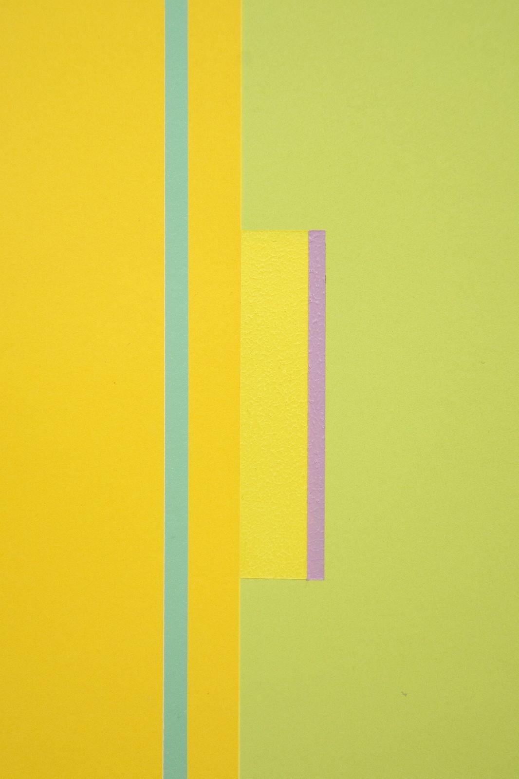 Summer Sun 42/50 - bright, geometric pattern, silkscreen and acrylic print - Yellow Abstract Print by Burton Kramer