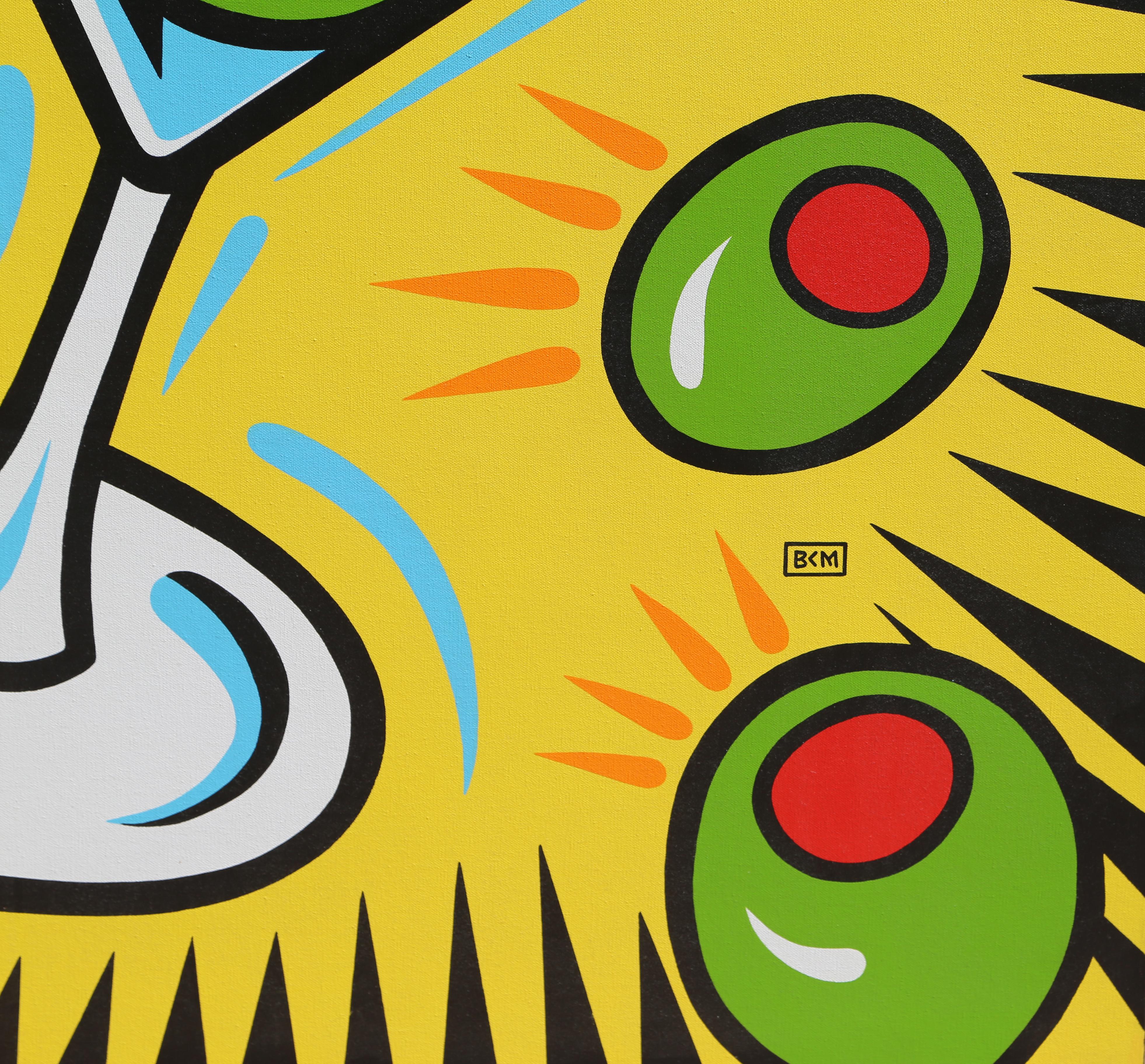 Artist: Burton Morris, American (1964 -  )
Title: Martini and Olives
Medium: Acrylic on Canvas, signed verso
Size: 48.5 x 36 in. (123.19 x 91.44 cm)