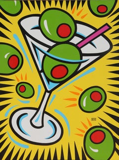 „Martini und Oliven“:: Pop-Art-Gemälde von Burton Morris