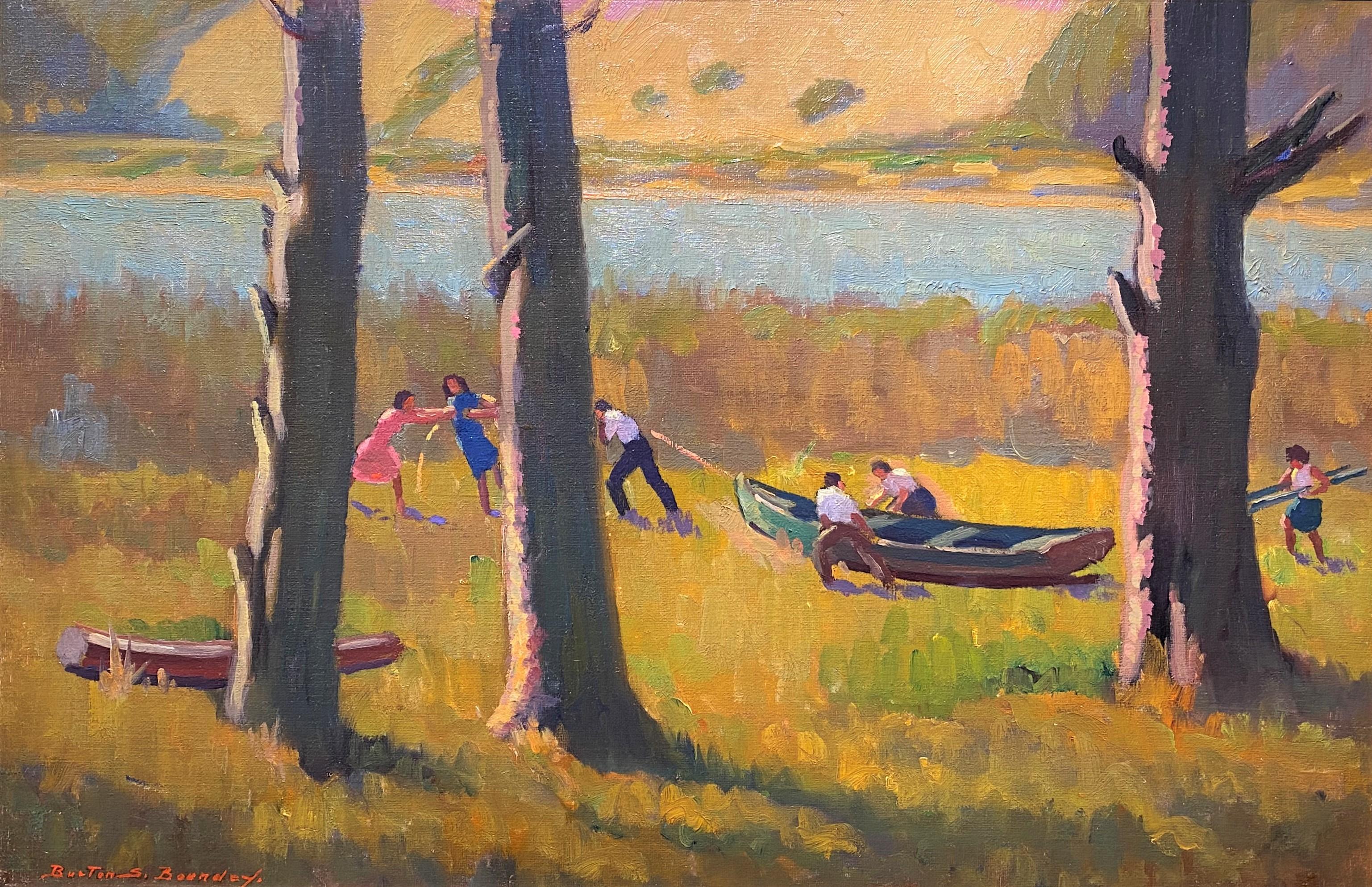 Bringing Out The Boat - Painting by Burton S. Boundey