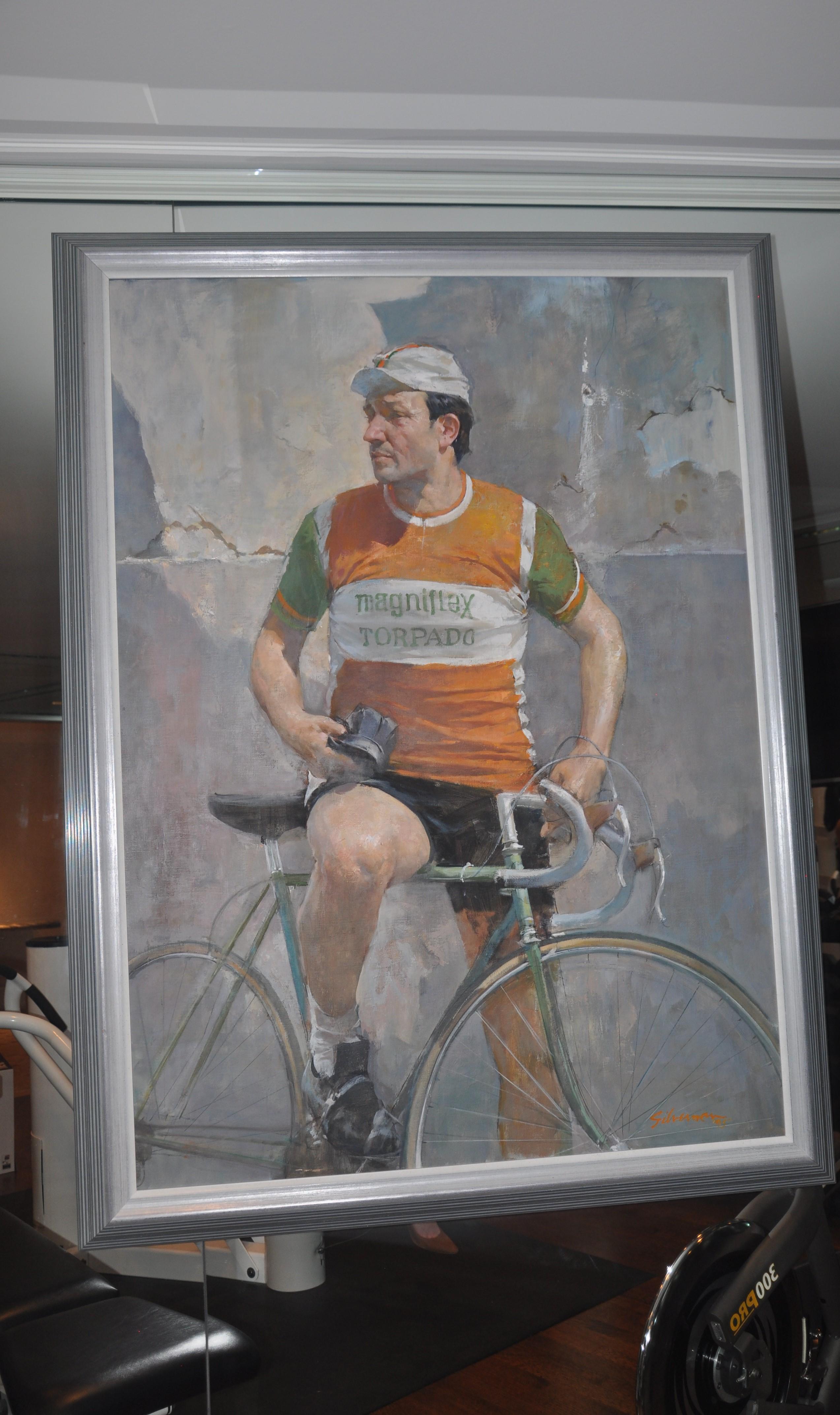 Bicycle Man - Painting by Burton Silverman