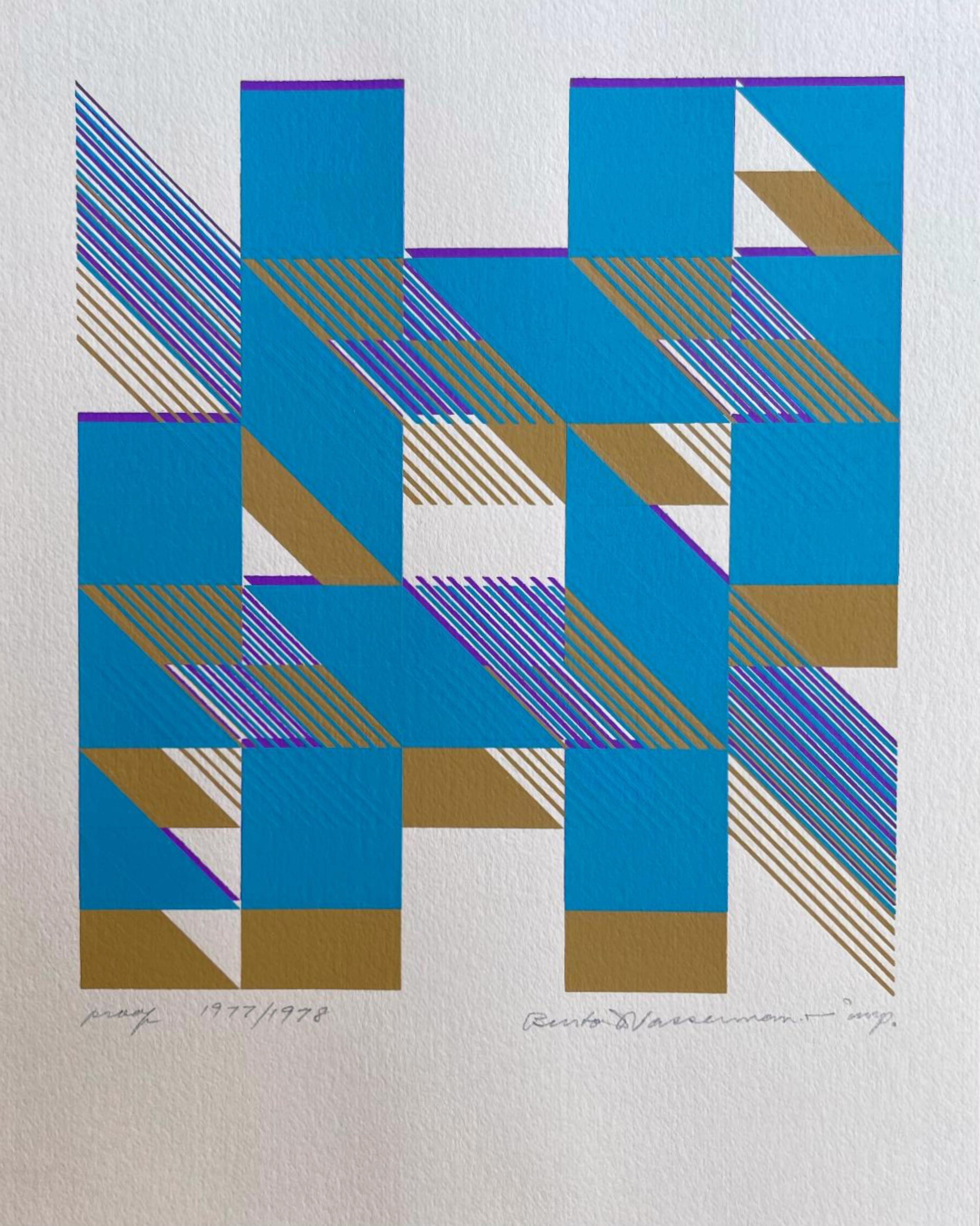 Burton Wasserman Abstract Print - Geometric Abstraction mid century modern protege of Ad Reinhardt Burgoyne Diller