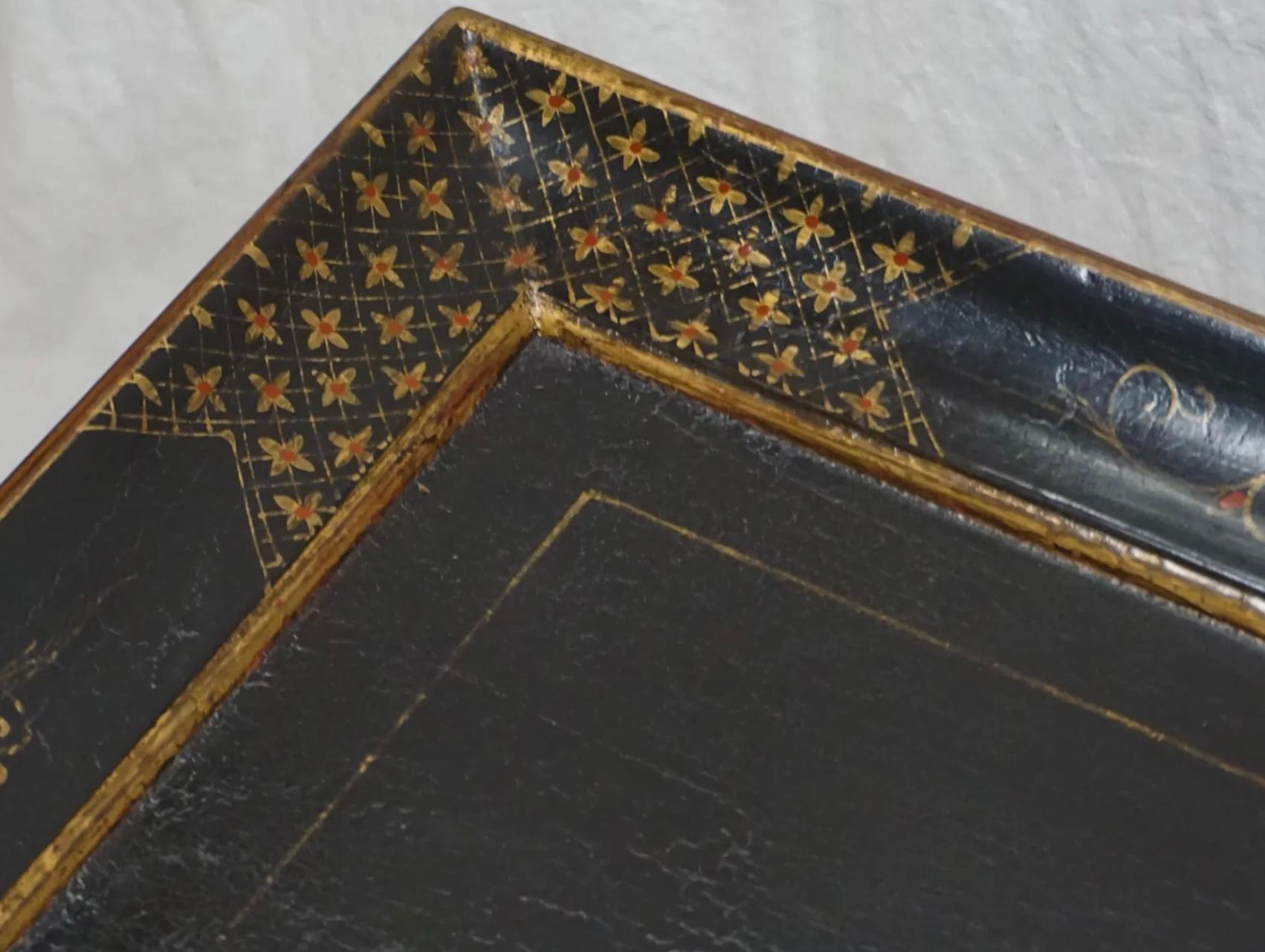 Burton-Ching Table basse à café en Chinoisrie noir et or.