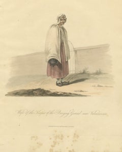 Burying Ground Keeper's Wife near Valenciennes, Antique Print, 1817