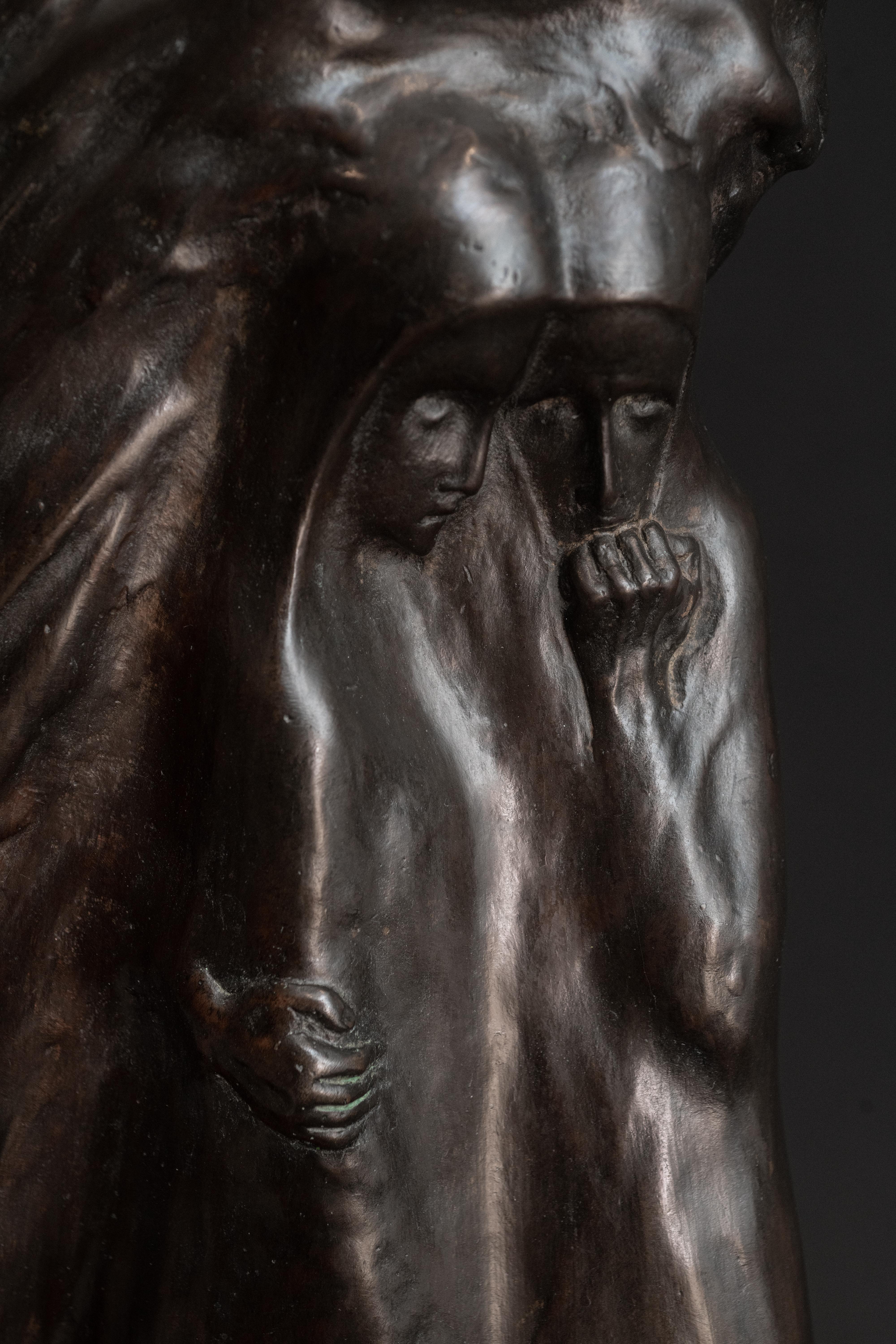 Early 20th Century Burza 'The Storm' by Boleslaw Biegas - Art Nouveau Bronze Sculpture For Sale