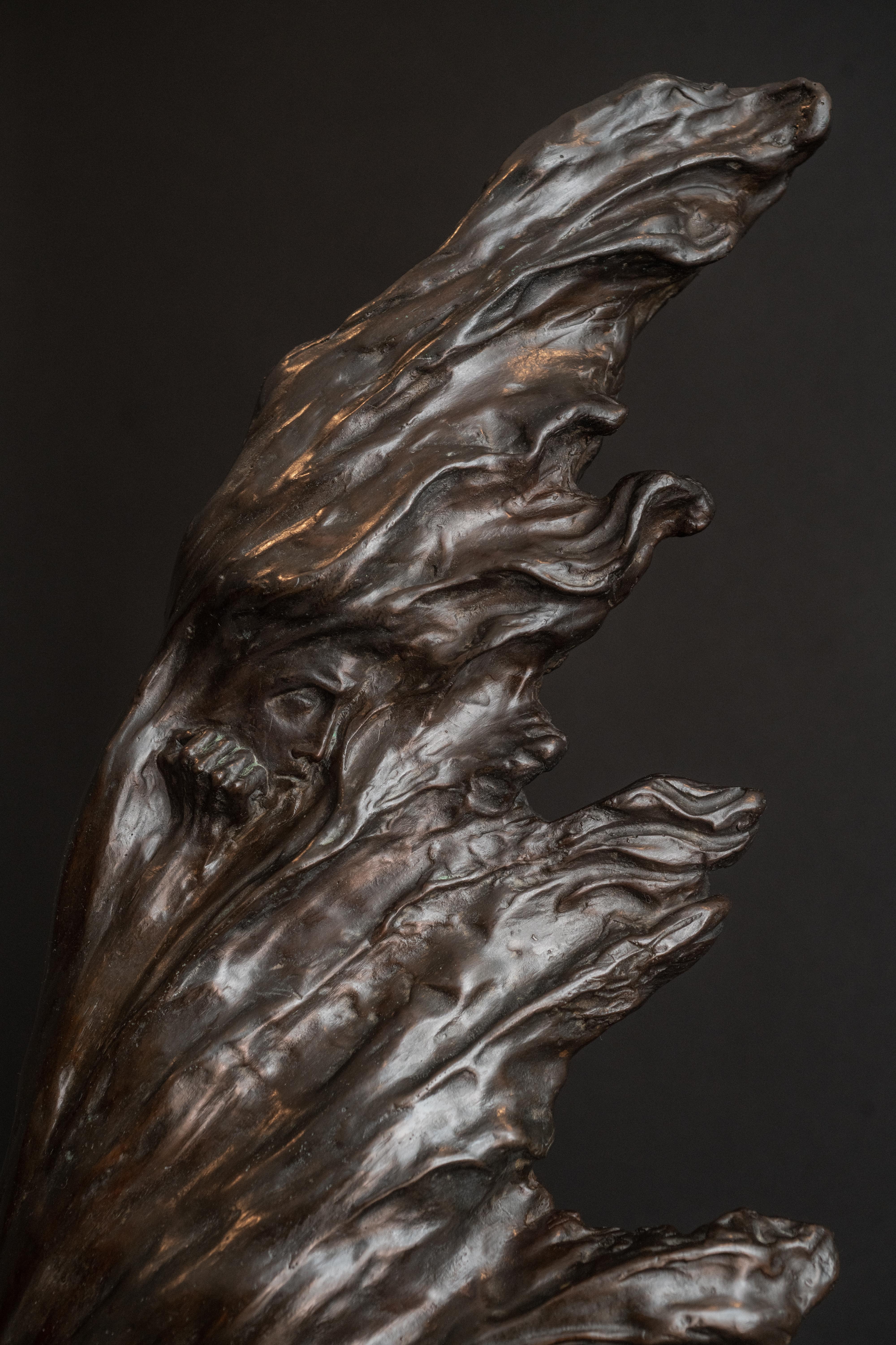 Inizio XX secolo Burza 'La Tempesta' di Boleslaw Biegas - Scultura in bronzo in stile liberty in vendita