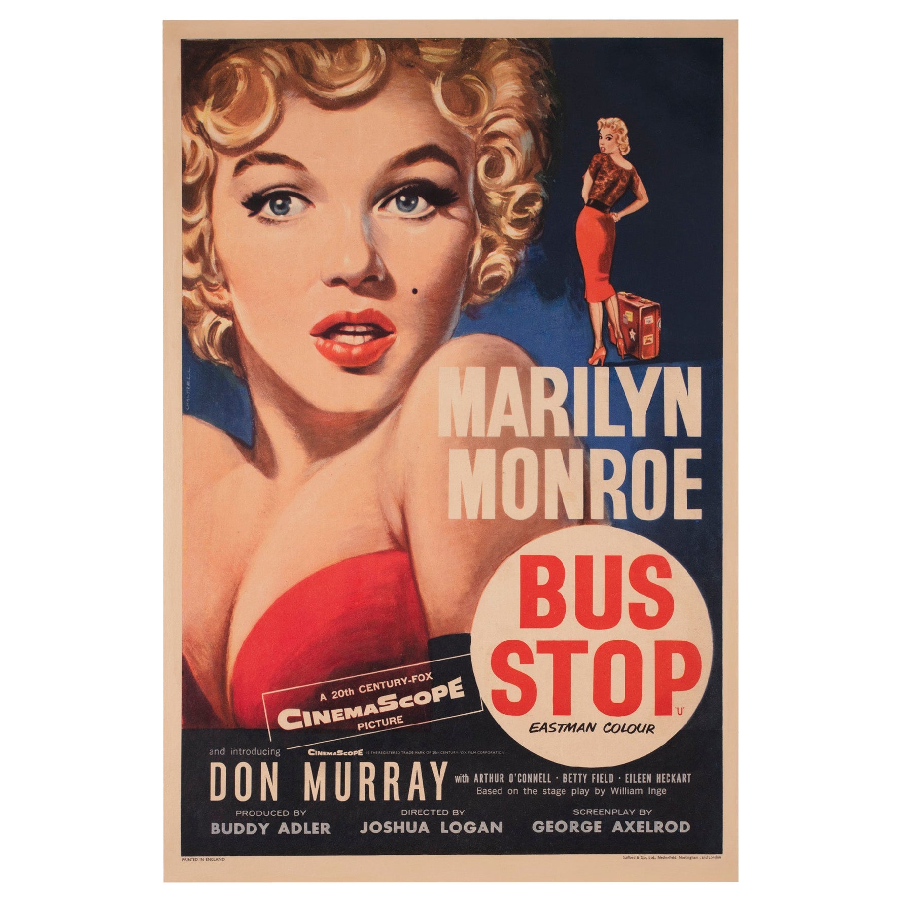 Bus Stop 1956 Affiche du film britannique Double Crown, Tom Chantrell en vente