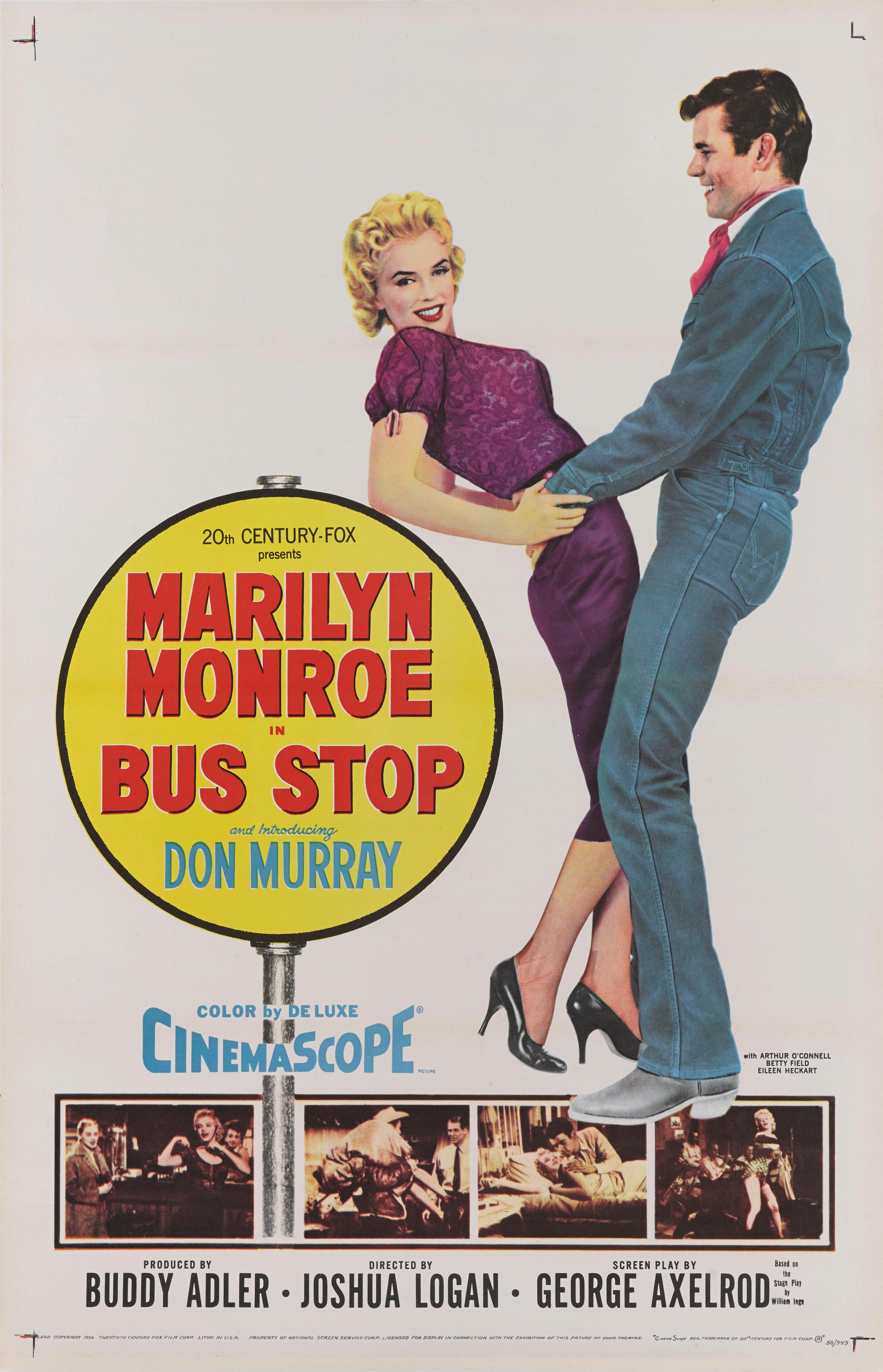 Original US film poster for the 1956 drama romanceBus Stop.
This film was directed by Joshua Logan and Marilyn Monroe and  Don Murray 
This poster is conservation linen backed and it would be shipped rolled in a very strong tube and sent by Federal