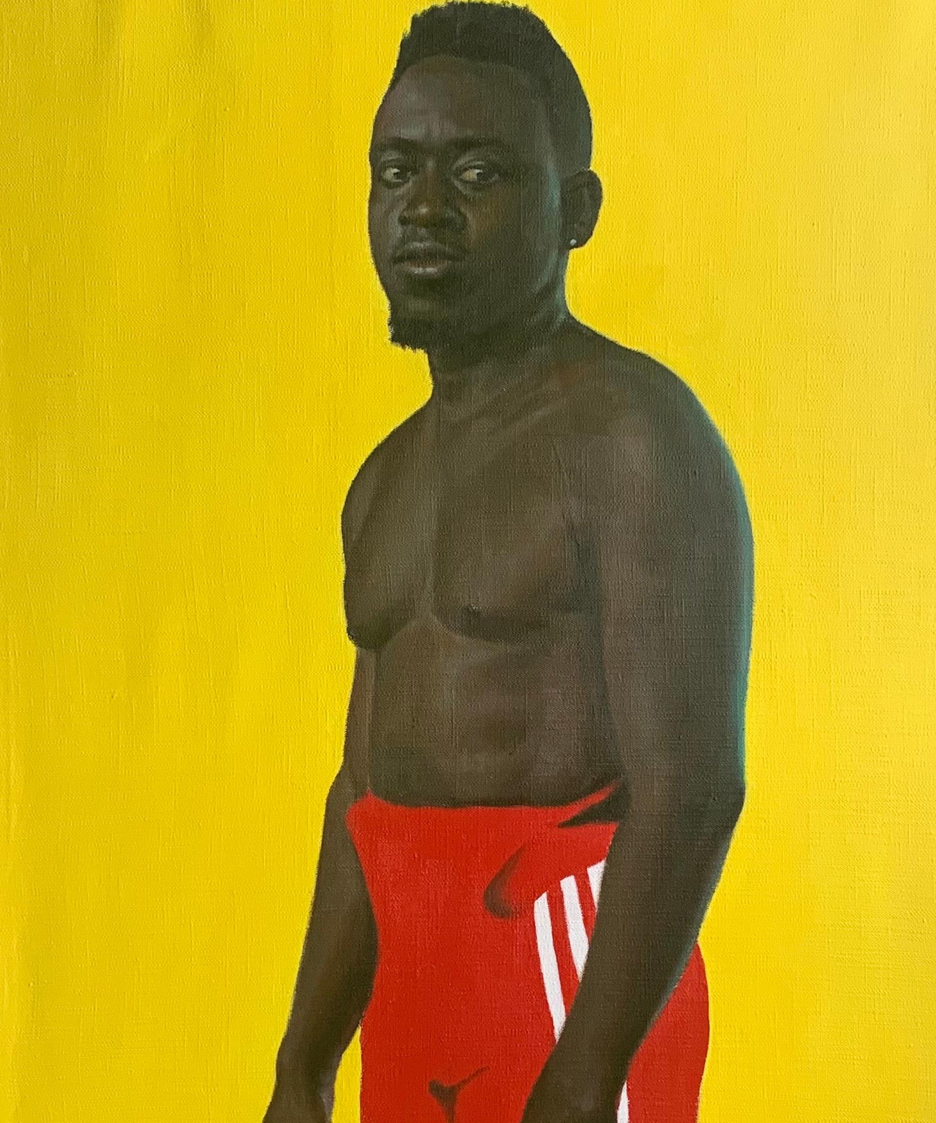 Diablo Negro (Esu) - Siglo XXI, Contemporáneo, Figurativo, Retrato, África Hombres - Interior Painting Amarillo de Busari Adewale