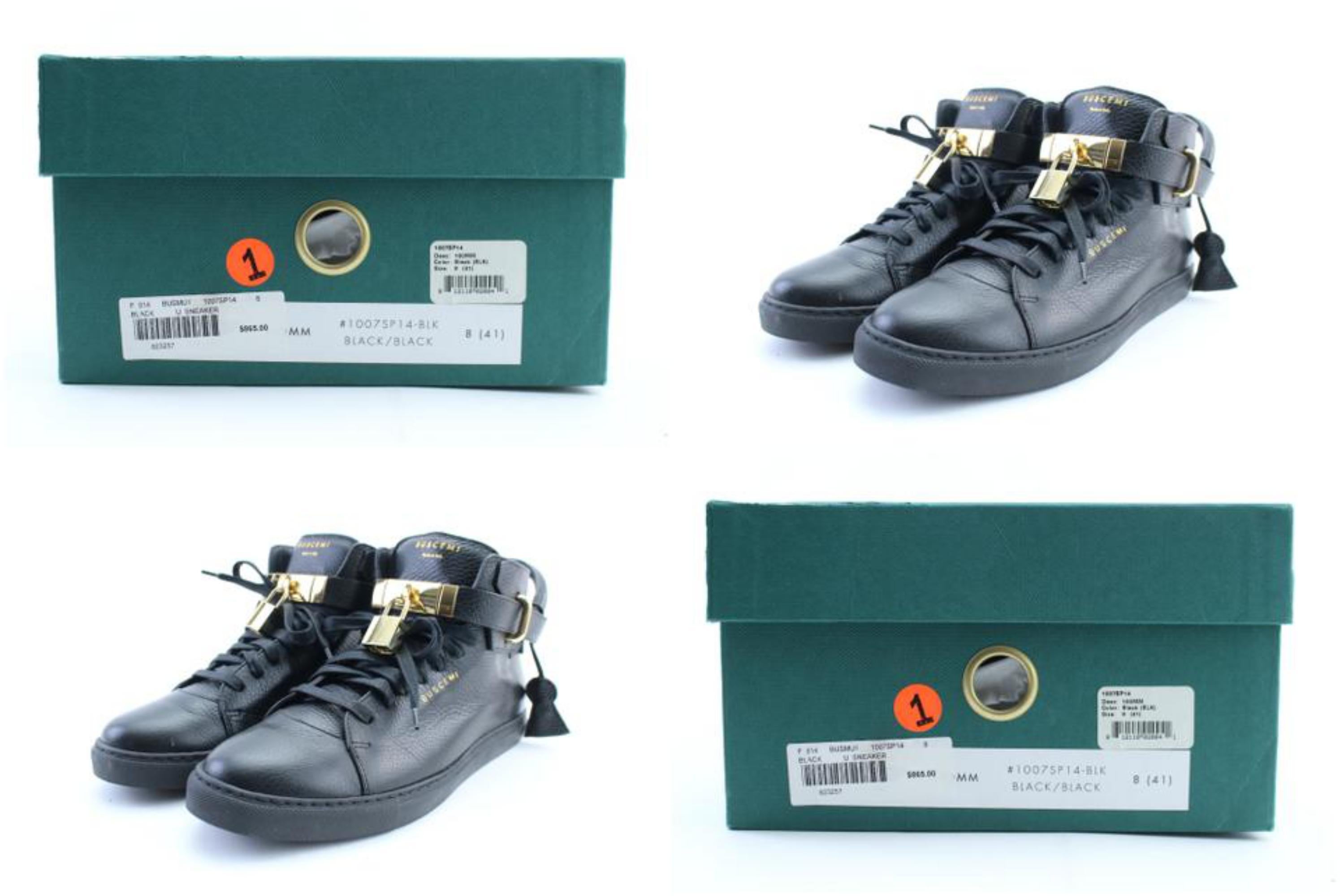 Buscemi Black 100mm High-top Padlock 22mr0212 Sneakers In Excellent Condition For Sale In Forest Hills, NY